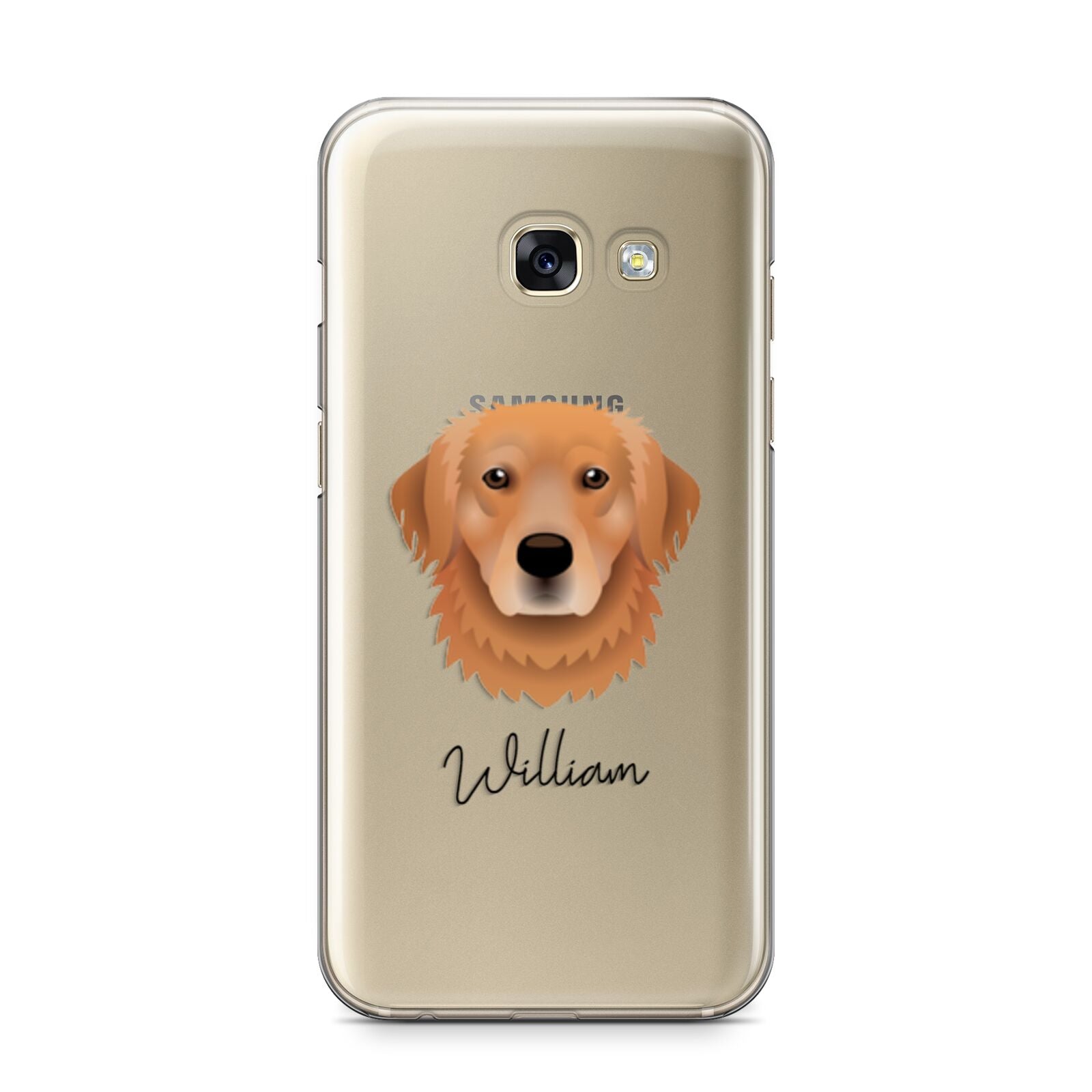 Golden Retriever Personalised Samsung Galaxy A3 2017 Case on gold phone