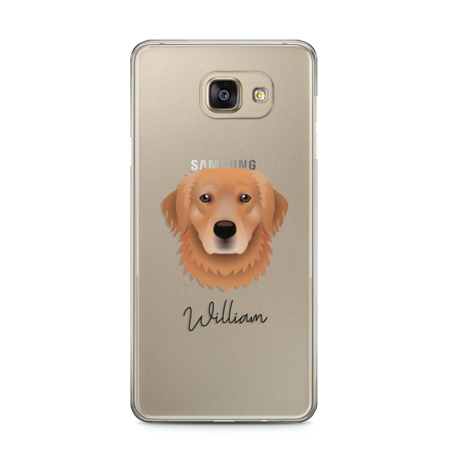 Golden Retriever Personalised Samsung Galaxy A5 2016 Case on gold phone