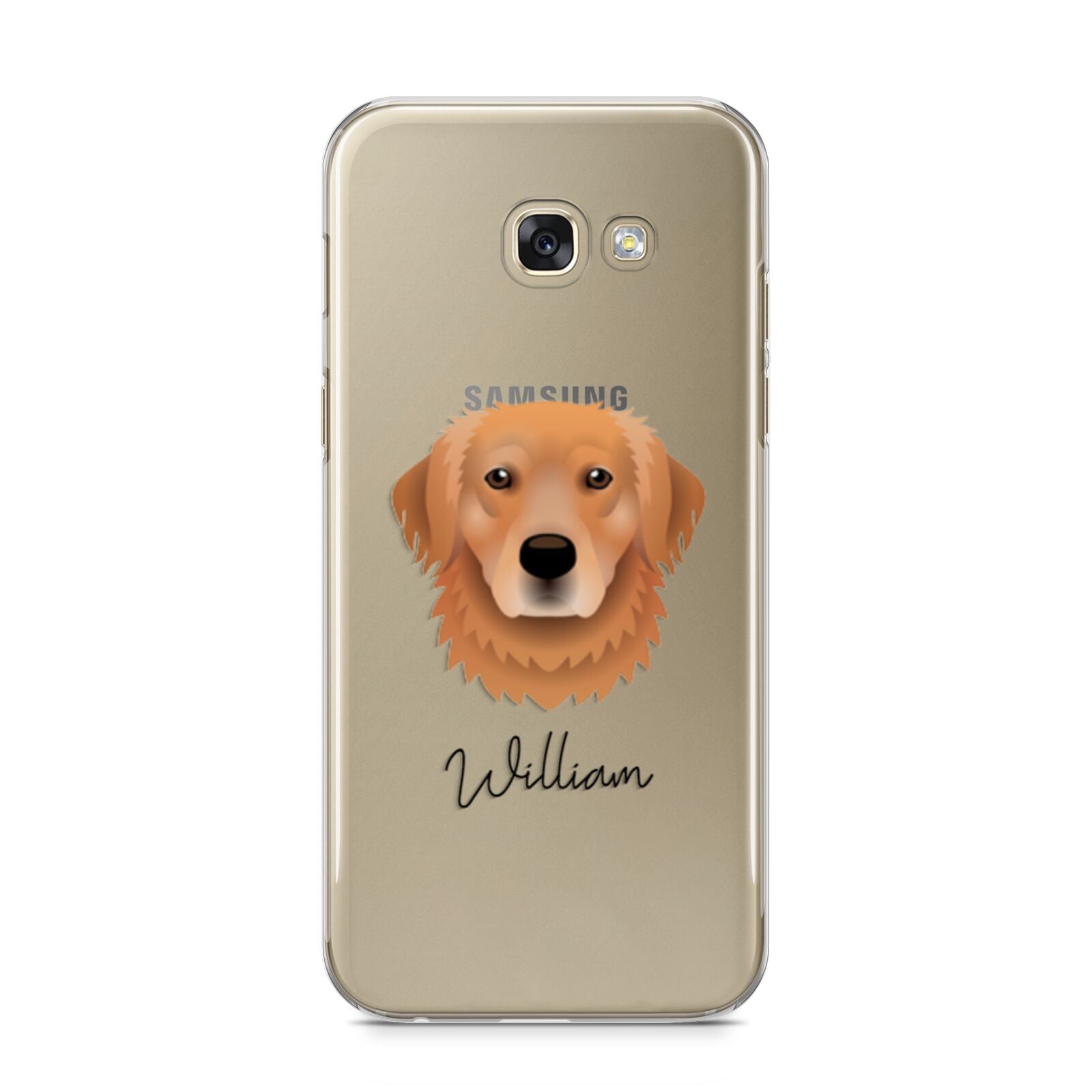 Golden Retriever Personalised Samsung Galaxy A5 2017 Case on gold phone