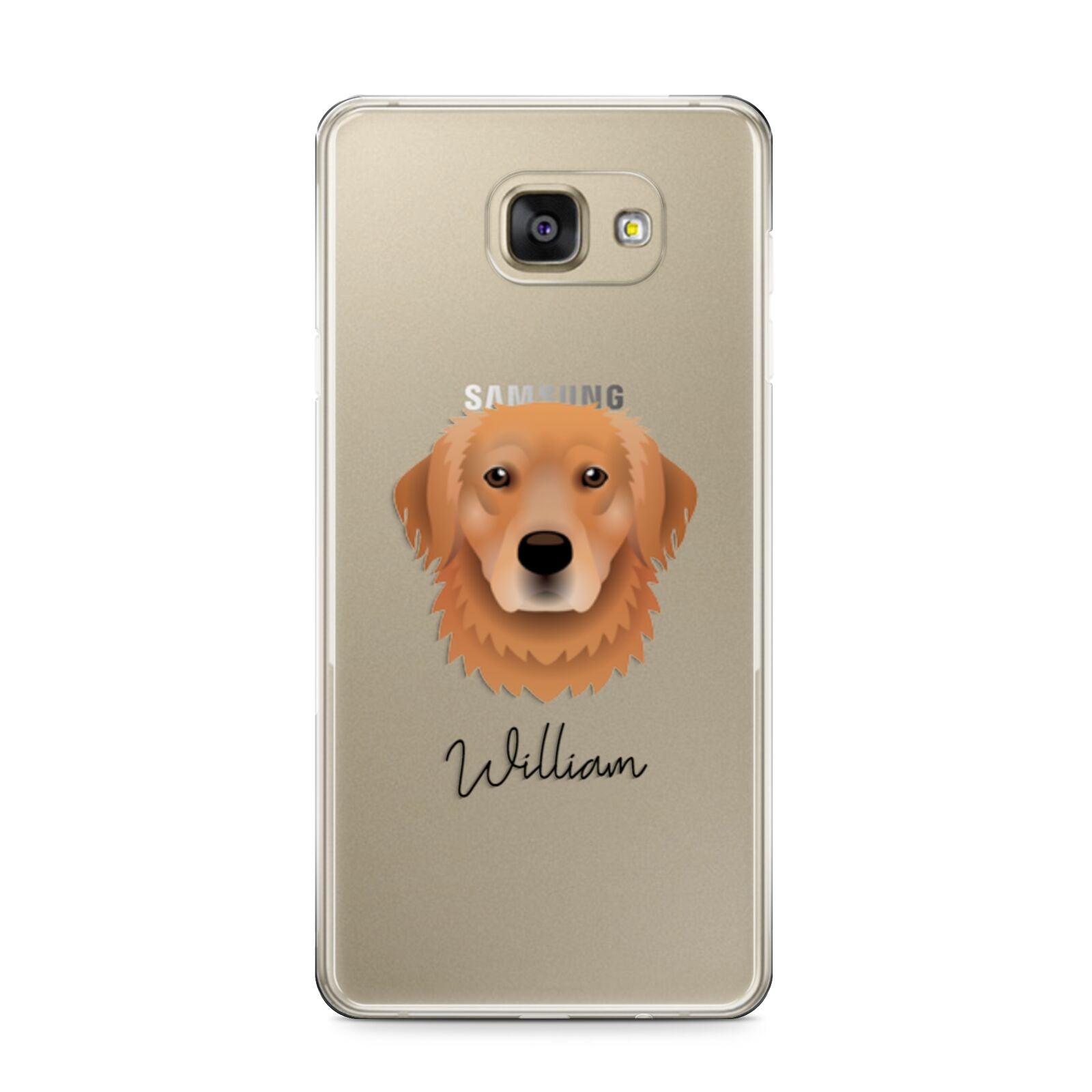 Golden Retriever Personalised Samsung Galaxy A9 2016 Case on gold phone