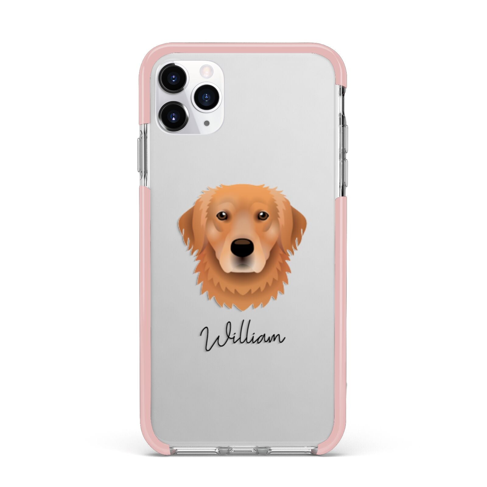 Golden Retriever Personalised iPhone 11 Pro Max Impact Pink Edge Case