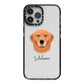 Golden Retriever Personalised iPhone 13 Pro Max Black Impact Case on Silver phone
