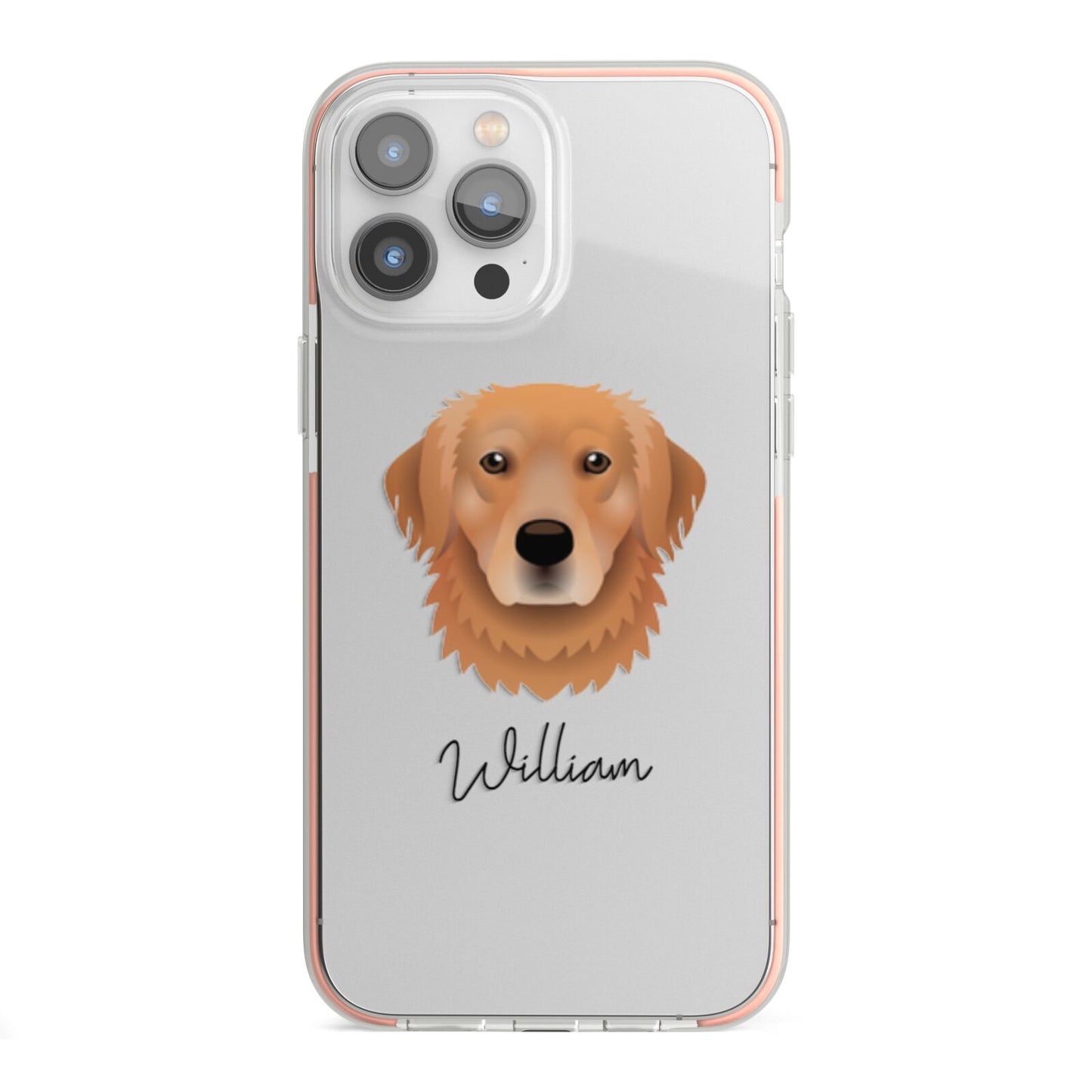 Golden Retriever Personalised iPhone 13 Pro Max TPU Impact Case with Pink Edges