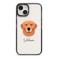 Golden Retriever Personalised iPhone 14 Black Impact Case on Silver phone