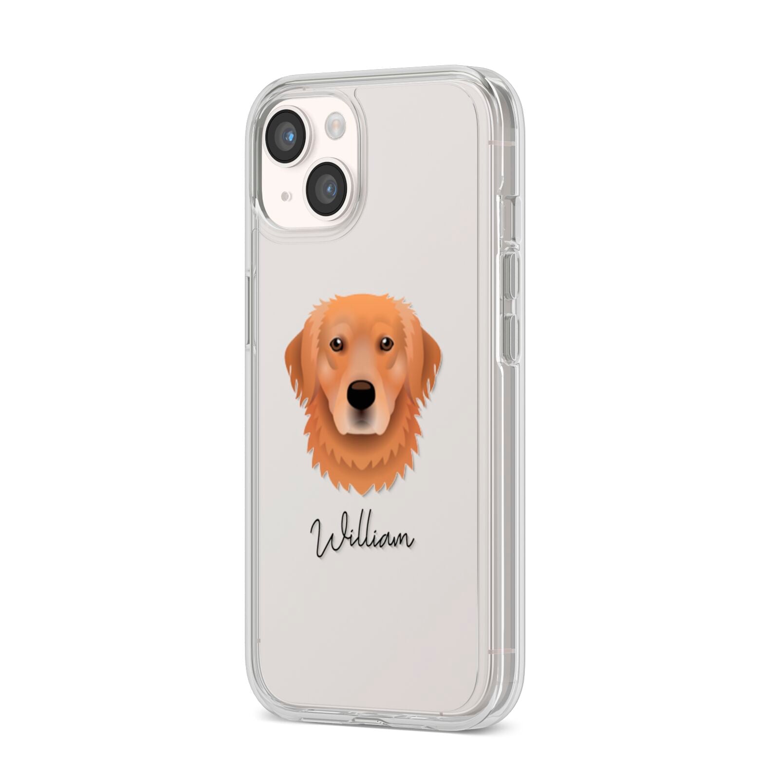 Golden Retriever Personalised iPhone 14 Clear Tough Case Starlight Angled Image