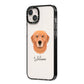 Golden Retriever Personalised iPhone 14 Plus Black Impact Case Side Angle on Silver phone