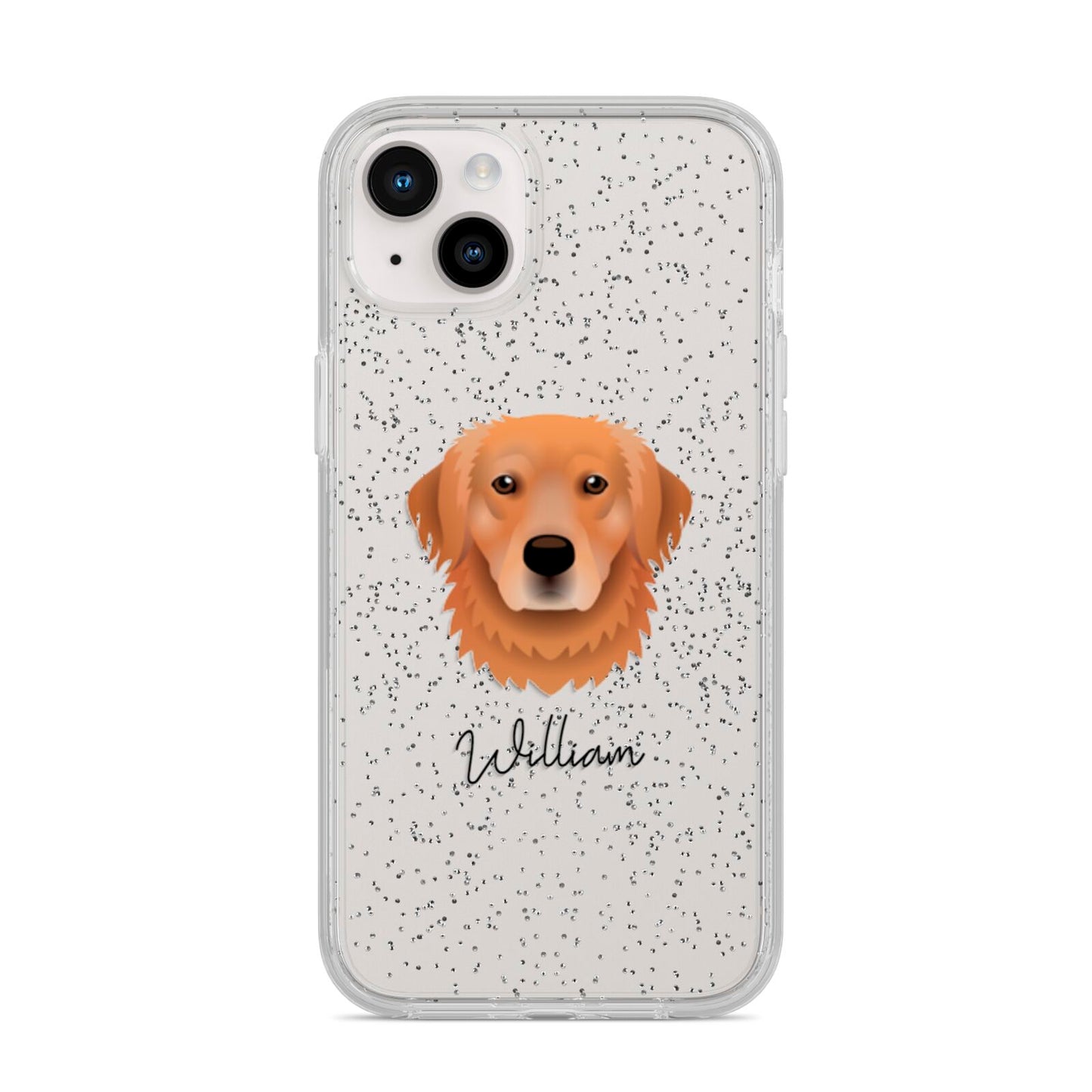 Golden Retriever Personalised iPhone 14 Plus Glitter Tough Case Starlight