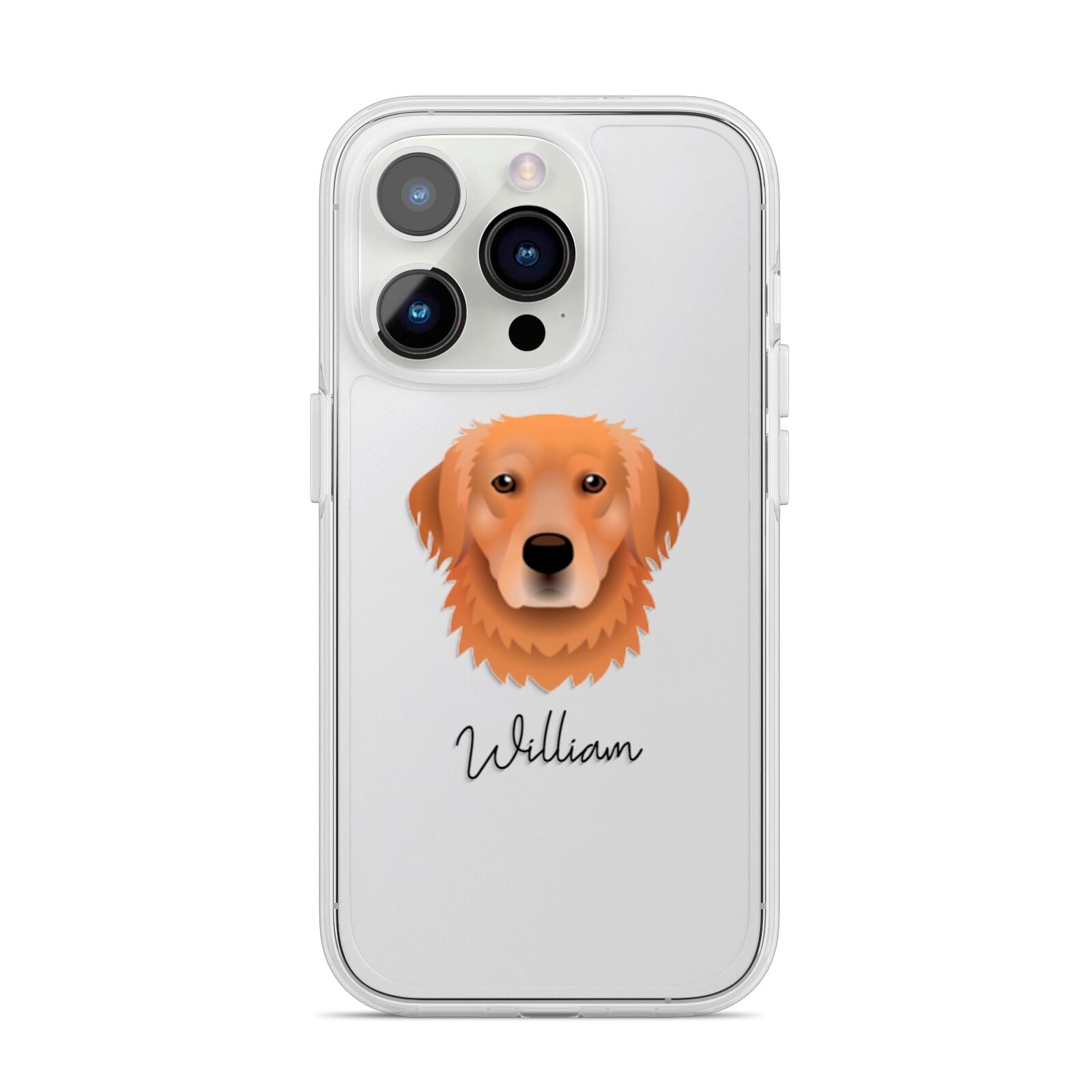 Golden Retriever Personalised iPhone 14 Pro Clear Tough Case Silver