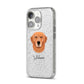 Golden Retriever Personalised iPhone 14 Pro Glitter Tough Case Silver Angled Image