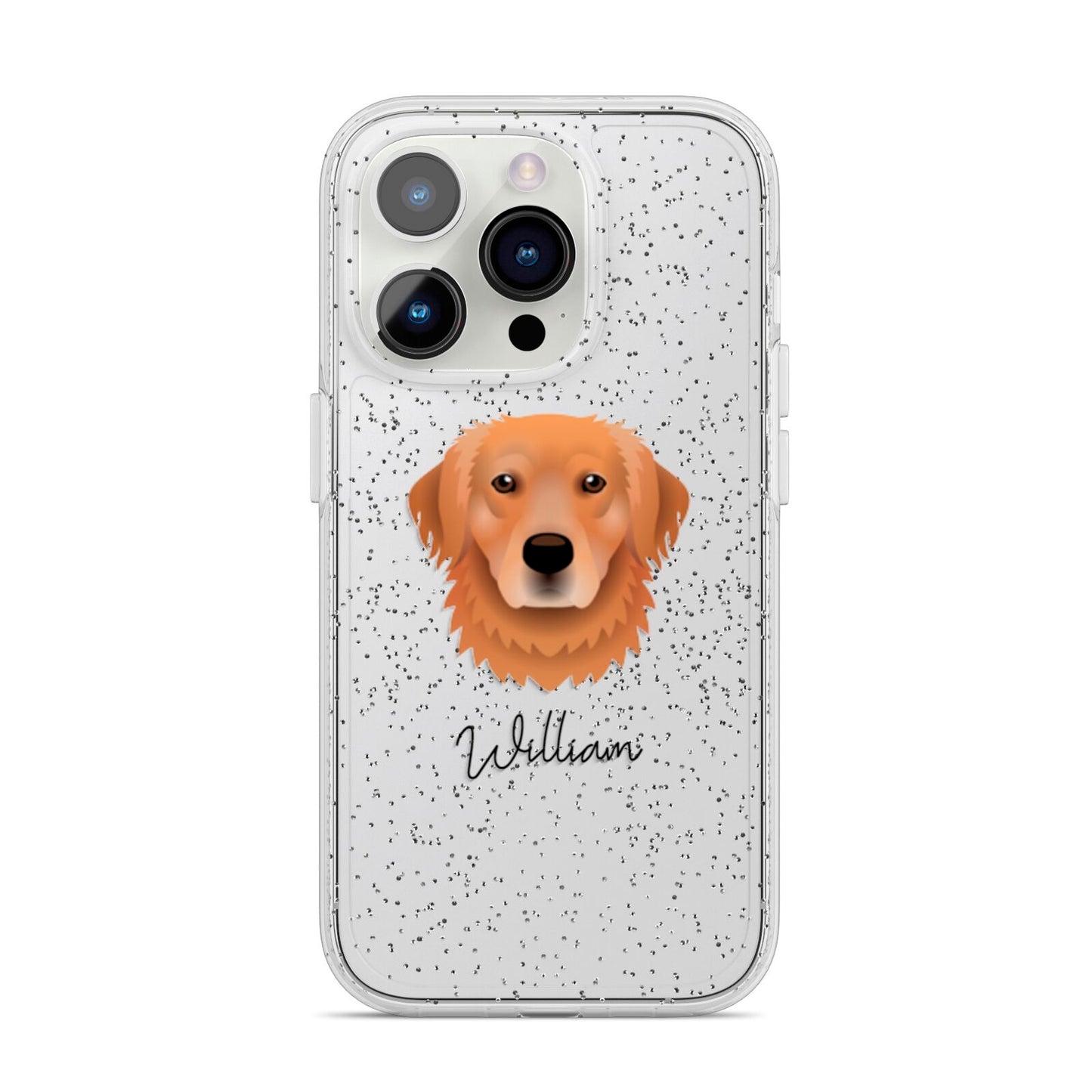 Golden Retriever Personalised iPhone 14 Pro Glitter Tough Case Silver