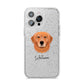 Golden Retriever Personalised iPhone 14 Pro Max Glitter Tough Case Silver