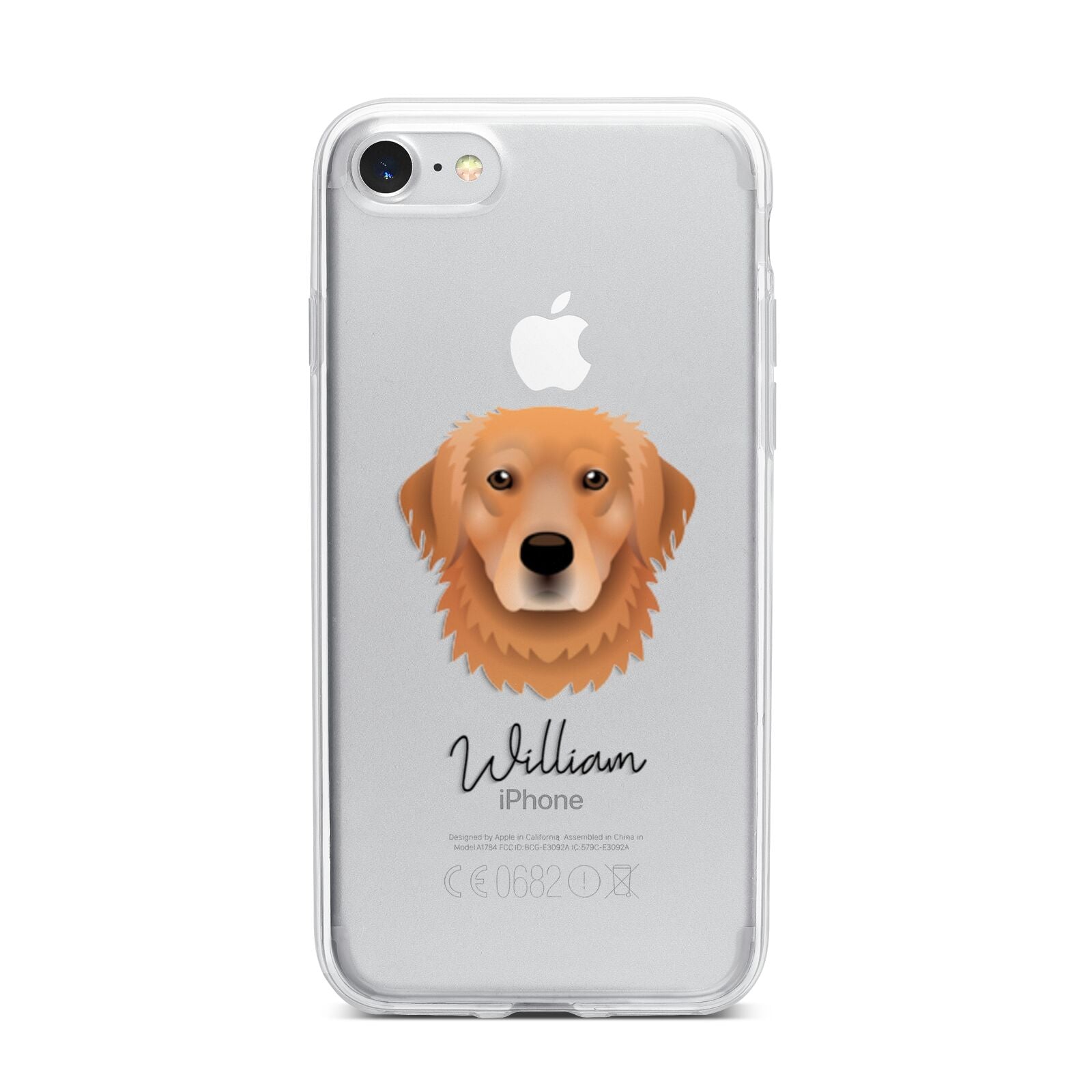 Golden Retriever Personalised iPhone 7 Bumper Case on Silver iPhone