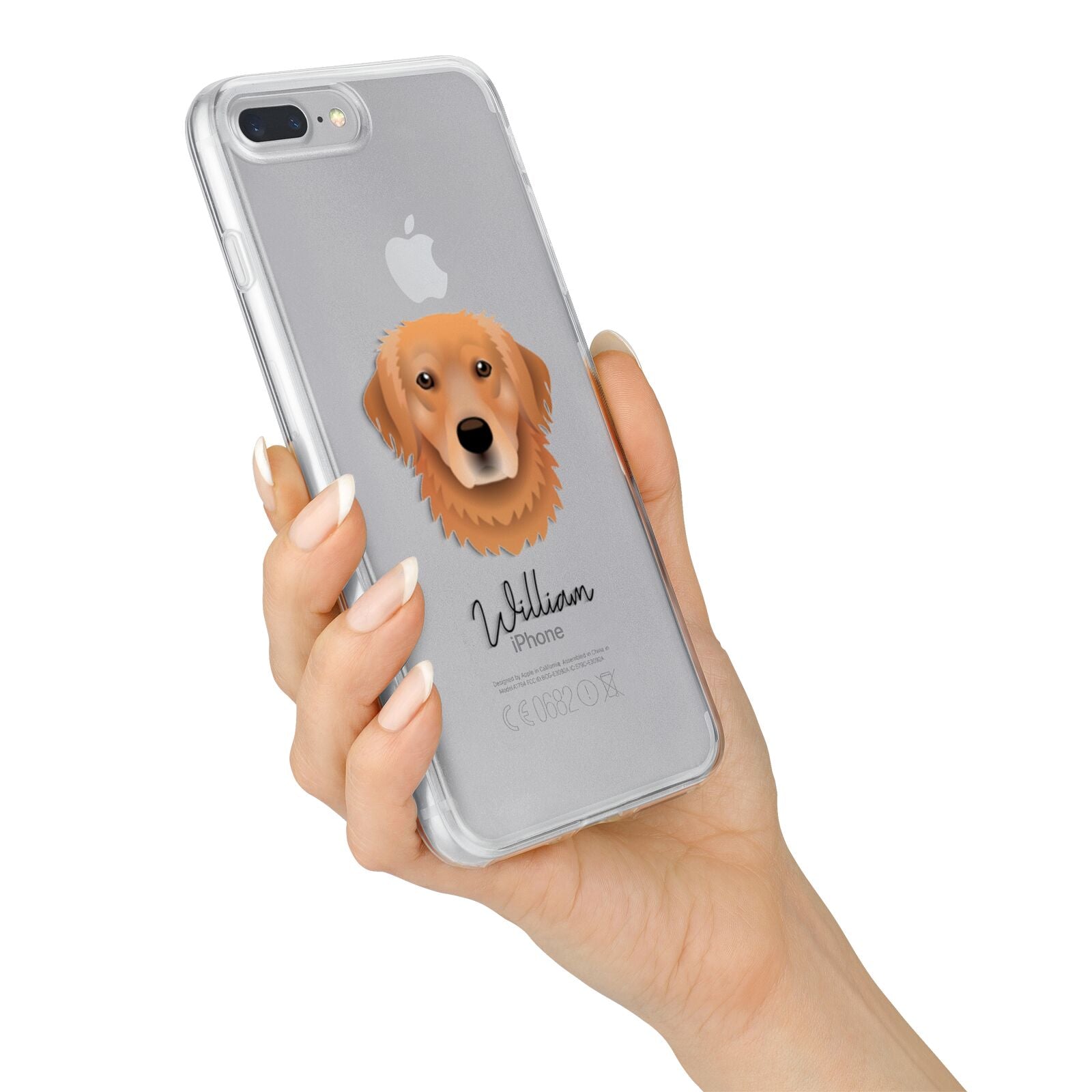 Golden Retriever Personalised iPhone 7 Plus Bumper Case on Silver iPhone Alternative Image