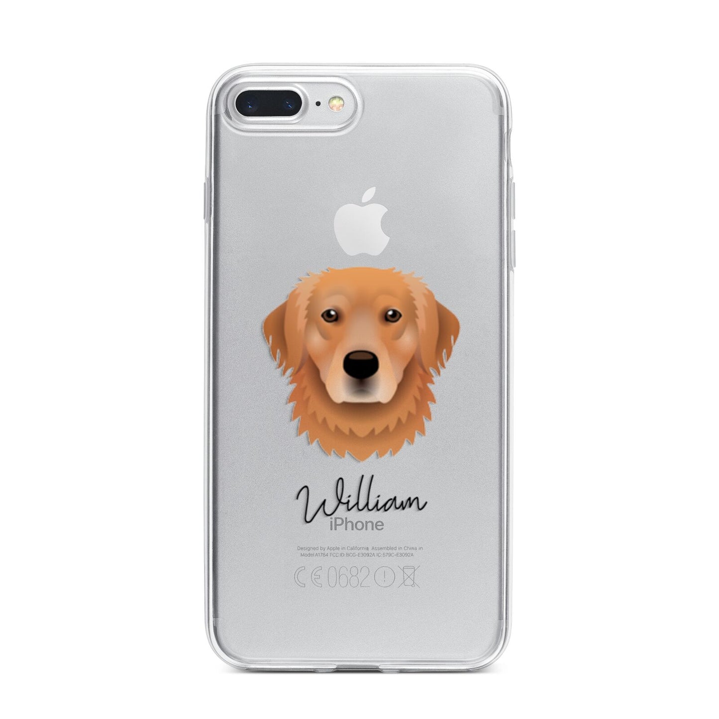 Golden Retriever Personalised iPhone 7 Plus Bumper Case on Silver iPhone