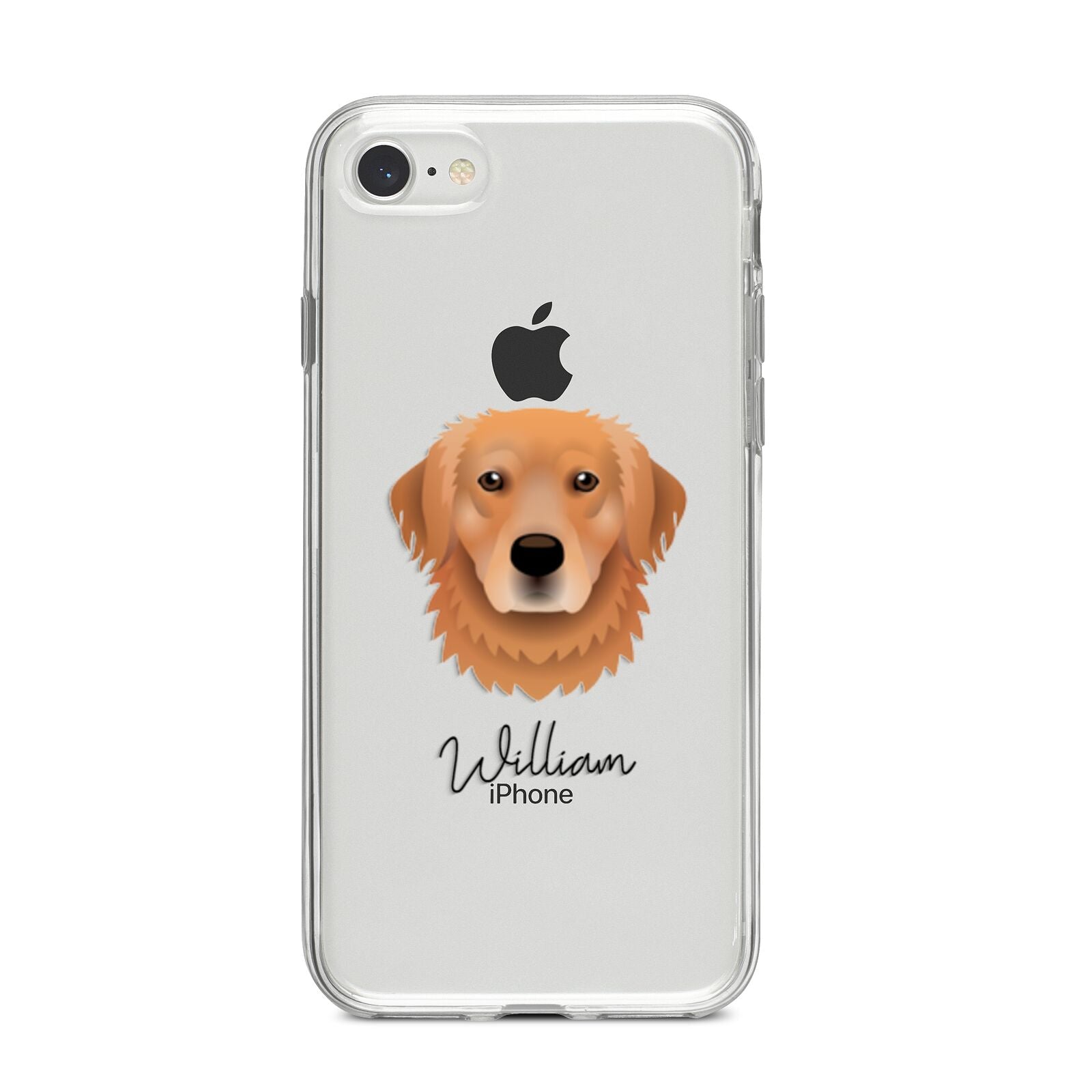 Golden Retriever Personalised iPhone 8 Bumper Case on Silver iPhone