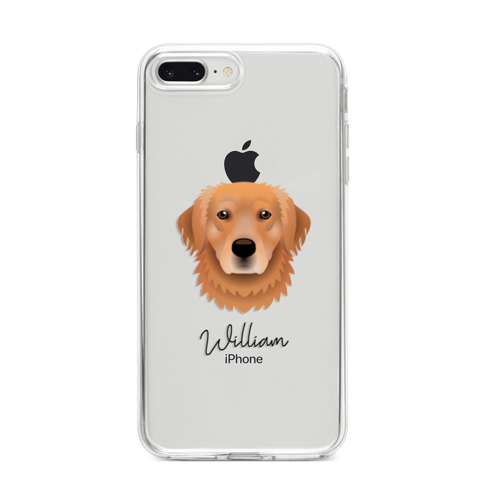 Golden Retriever Personalised iPhone 8 Plus Bumper Case on Silver iPhone