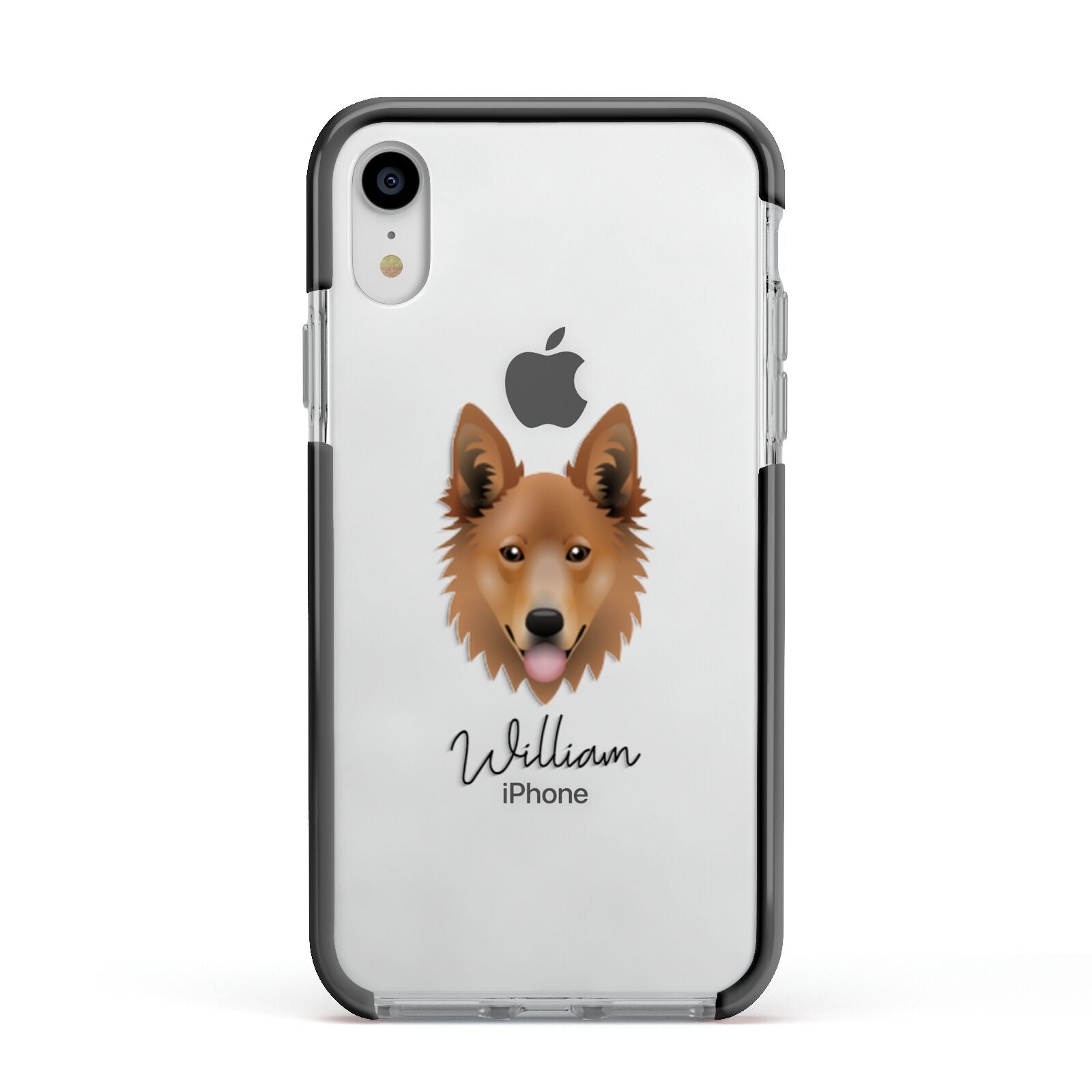 Golden Shepherd Personalised Apple iPhone XR Impact Case Black Edge on Silver Phone