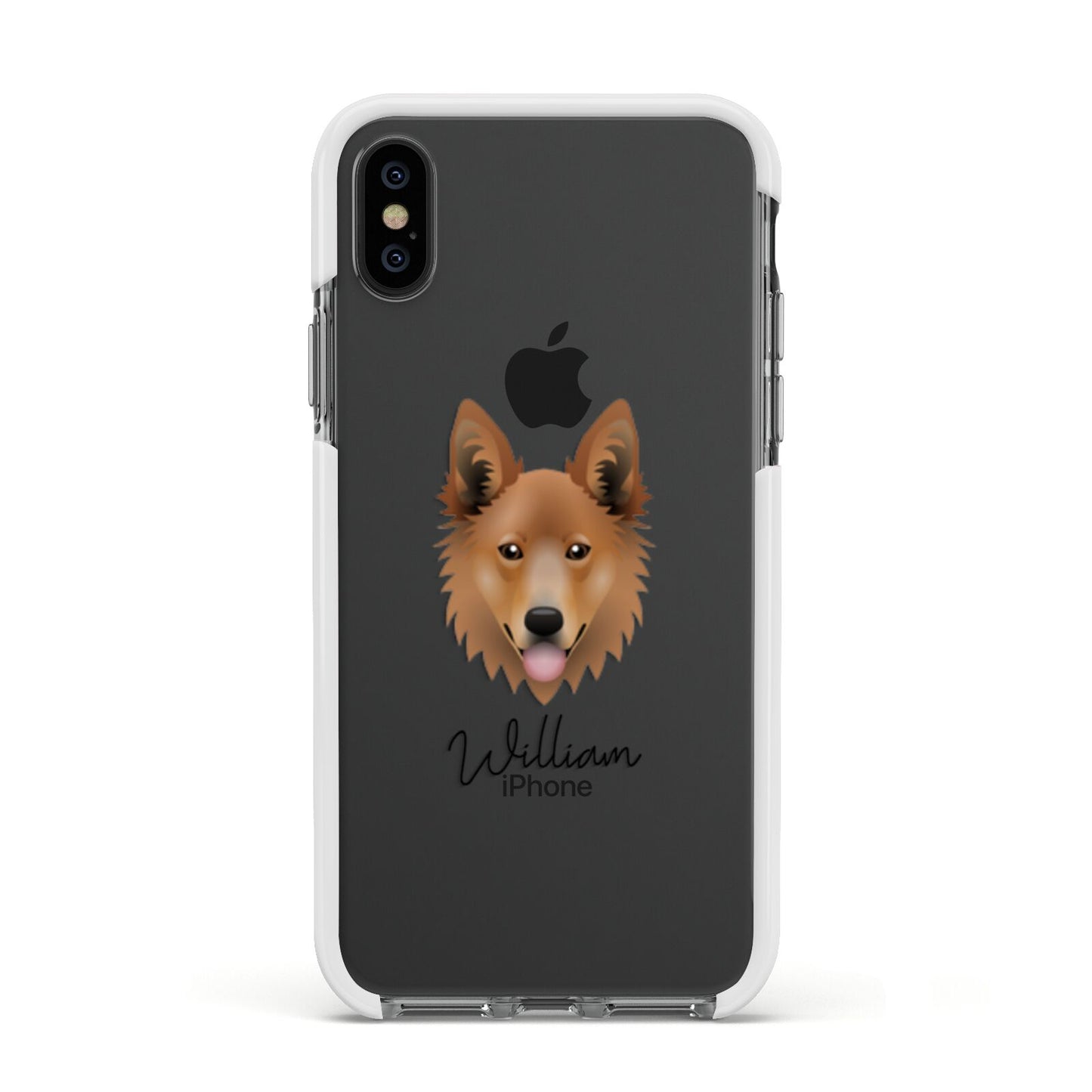 Golden Shepherd Personalised Apple iPhone Xs Impact Case White Edge on Black Phone