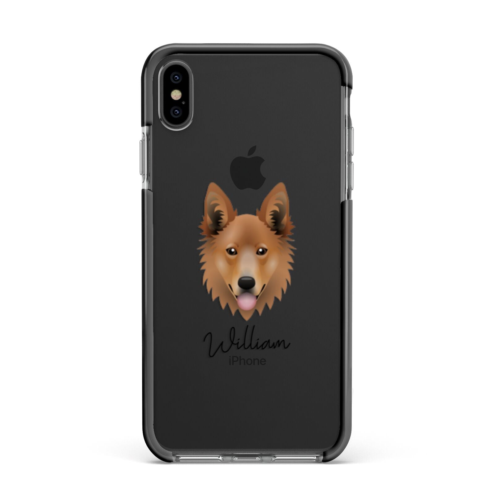 Golden Shepherd Personalised Apple iPhone Xs Max Impact Case Black Edge on Black Phone