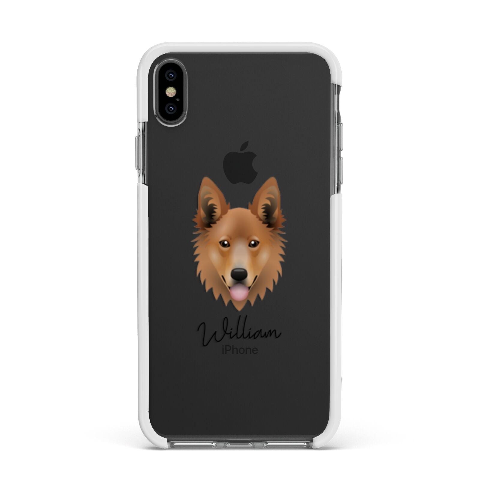 Golden Shepherd Personalised Apple iPhone Xs Max Impact Case White Edge on Black Phone