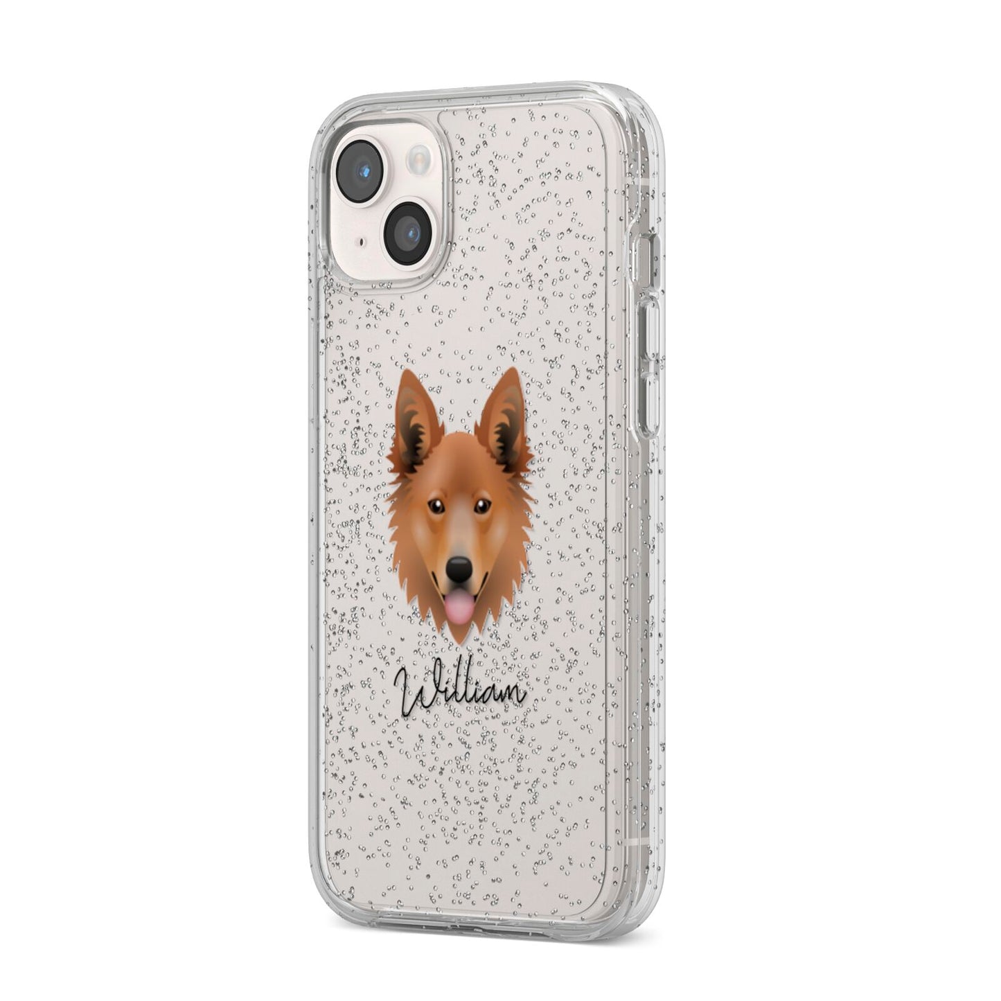 Golden Shepherd Personalised iPhone 14 Plus Glitter Tough Case Starlight Angled Image