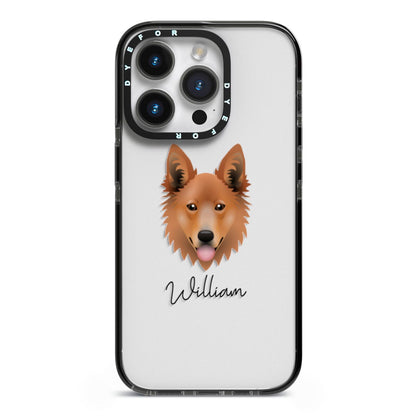 Golden Shepherd Personalised iPhone 14 Pro Black Impact Case on Silver phone