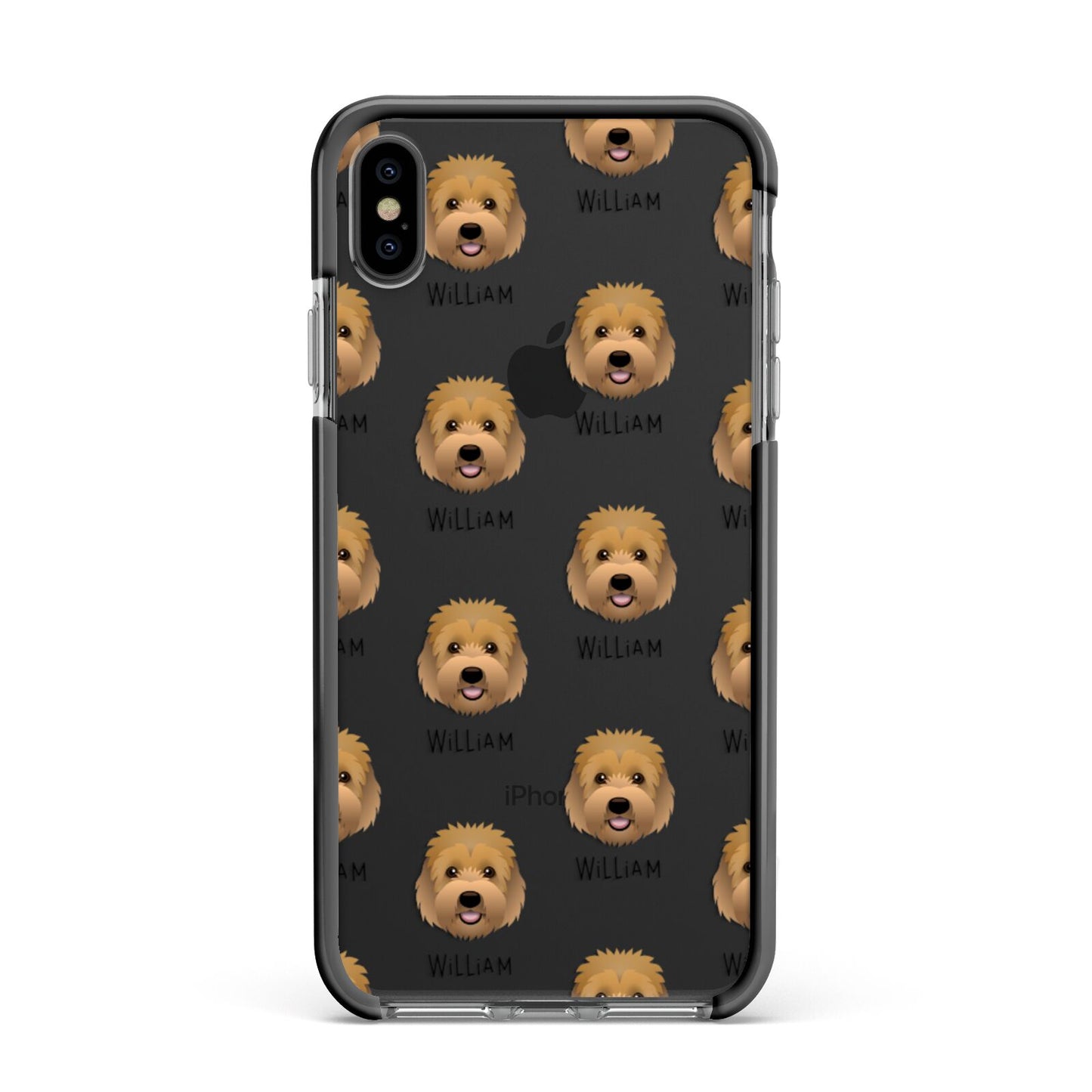 Goldendoodle Icon with Name Apple iPhone Xs Max Impact Case Black Edge on Black Phone