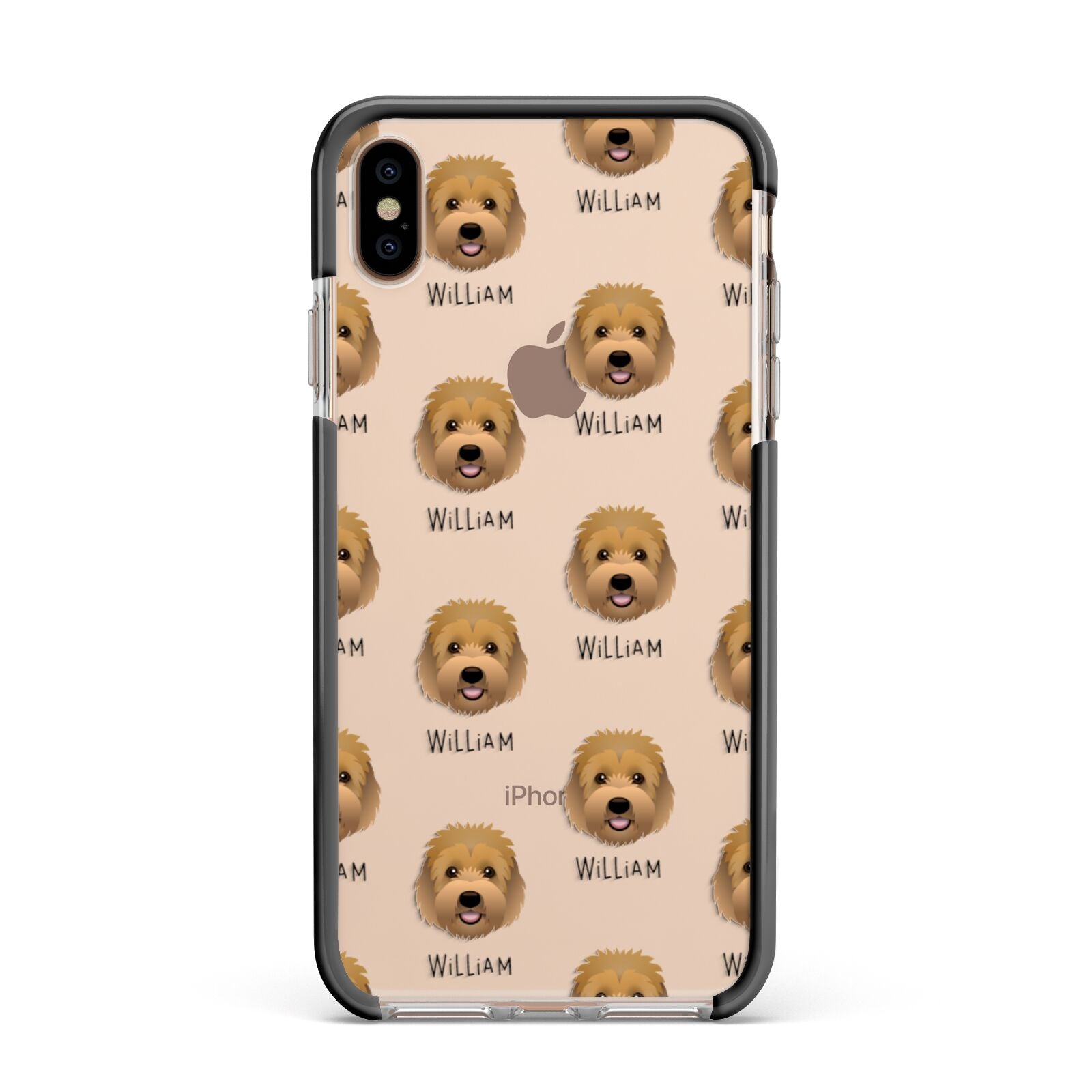 Goldendoodle Icon with Name Apple iPhone Xs Max Impact Case Black Edge on Gold Phone