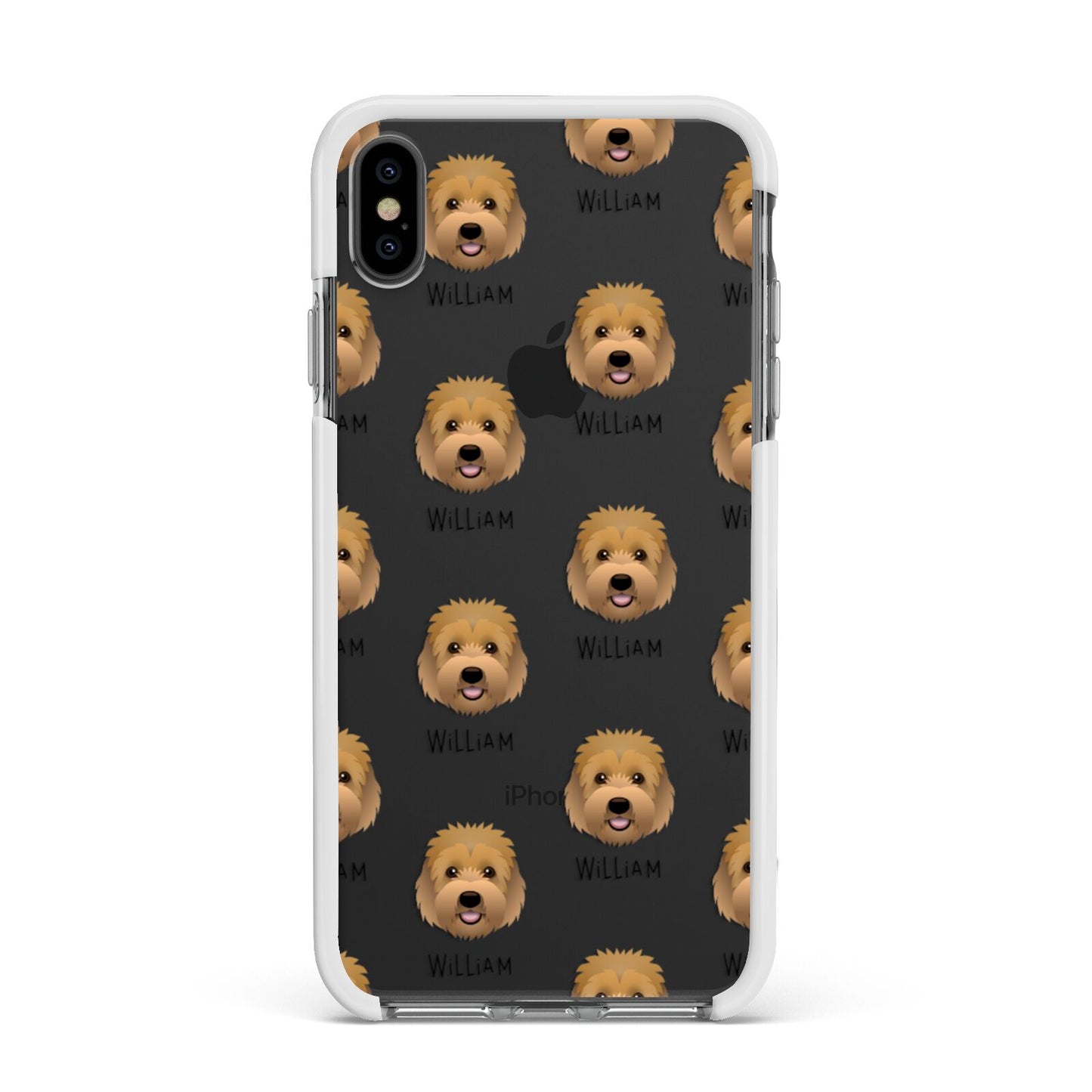 Goldendoodle Icon with Name Apple iPhone Xs Max Impact Case White Edge on Black Phone