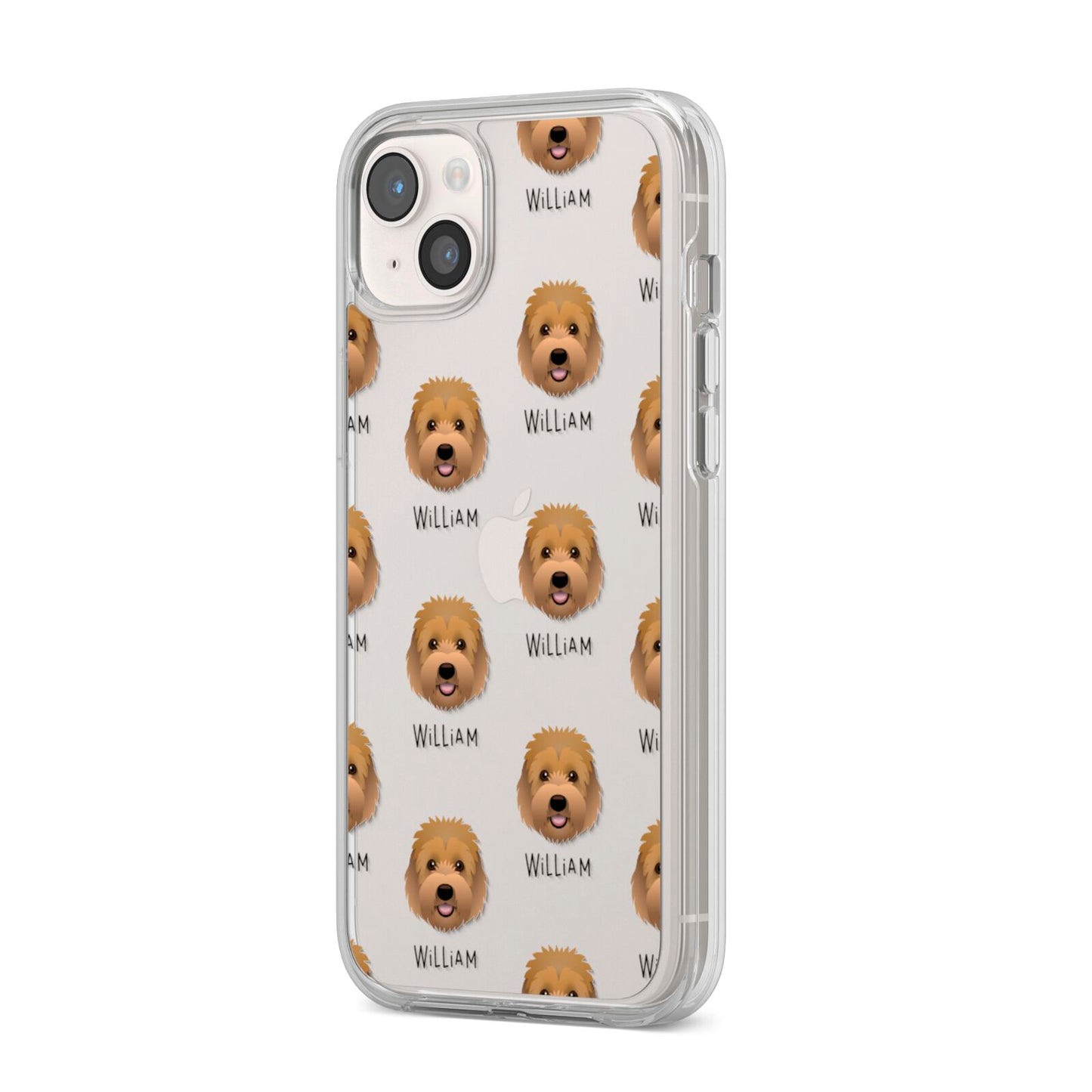 Goldendoodle Icon with Name iPhone 14 Plus Clear Tough Case Starlight Angled Image