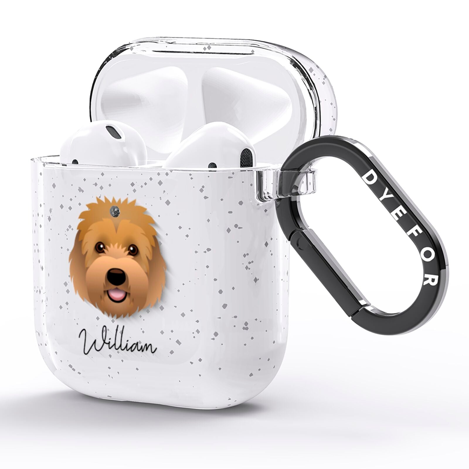 Goldendoodle Personalised AirPods Glitter Case Side Image