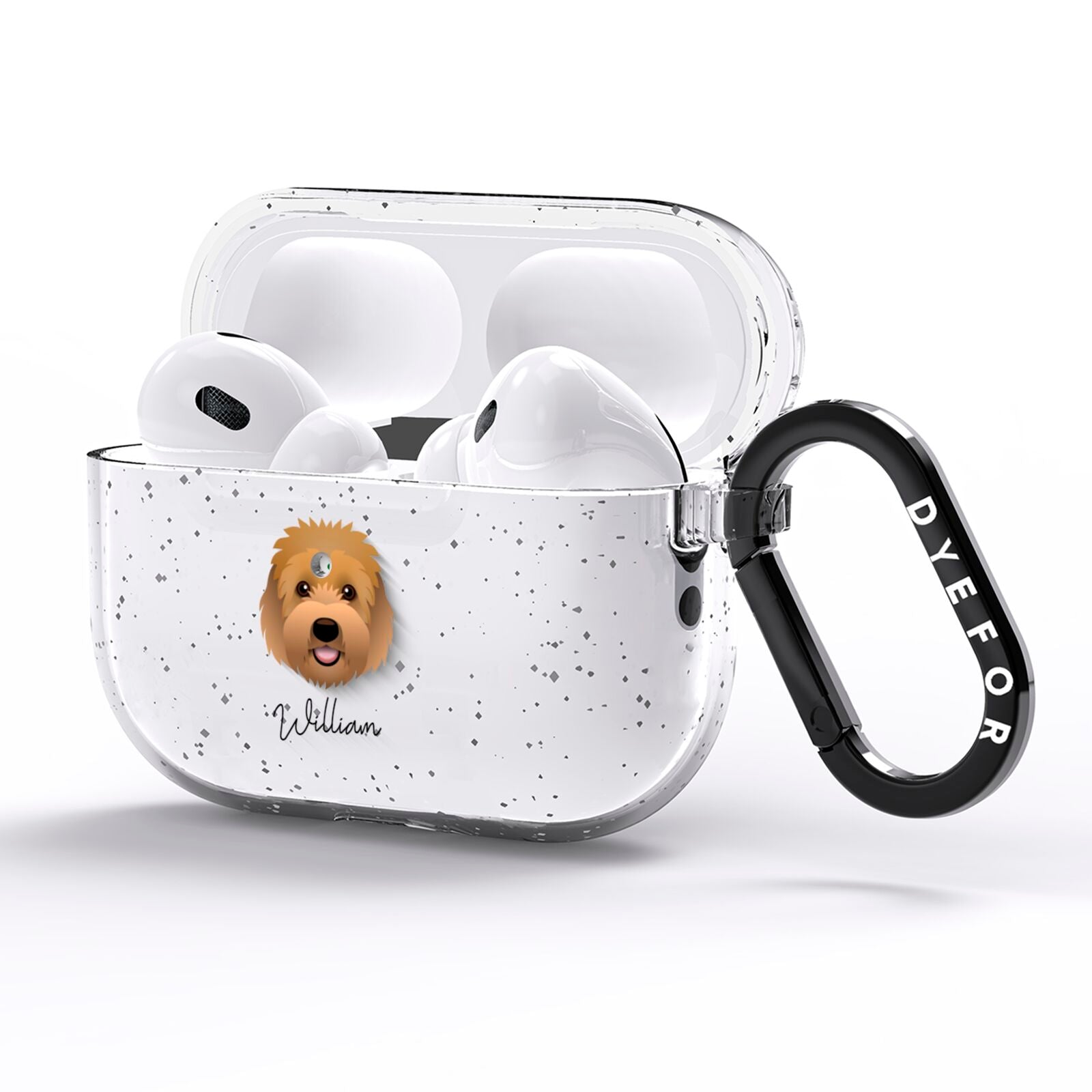 Goldendoodle Personalised AirPods Pro Glitter Case Side Image