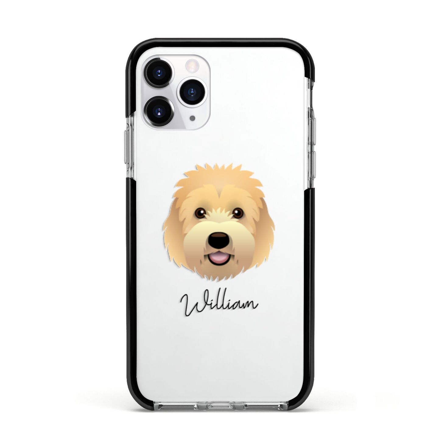 Goldendoodle Personalised Apple iPhone 11 Pro in Silver with Black Impact Case