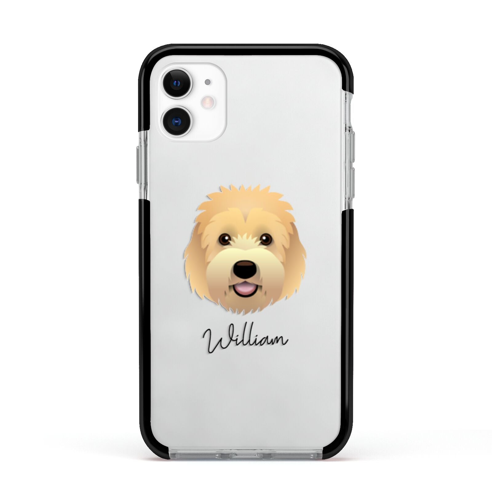Goldendoodle Personalised Apple iPhone 11 in White with Black Impact Case