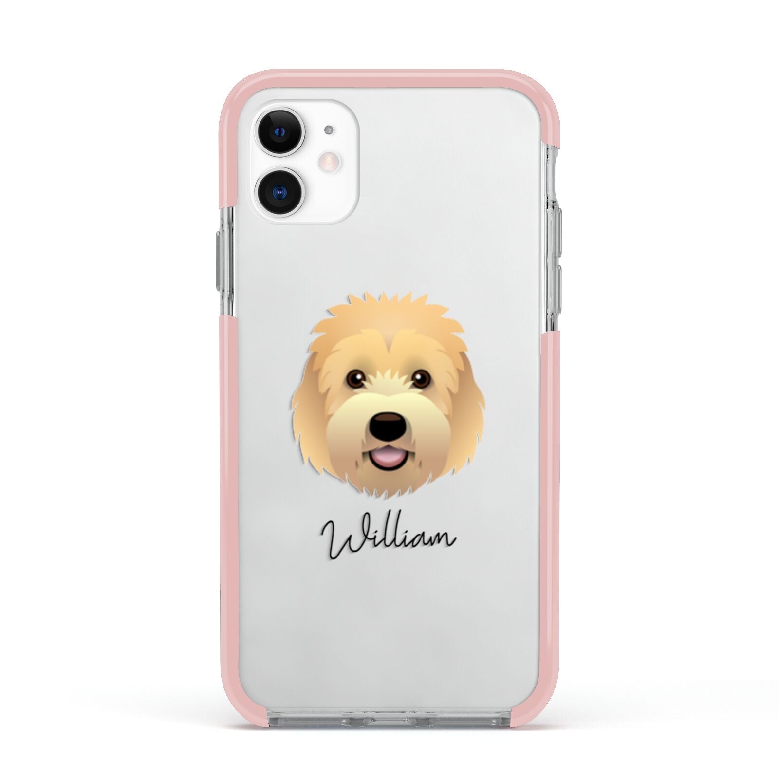 Goldendoodle Personalised Apple iPhone 11 in White with Pink Impact Case
