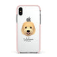 Goldendoodle Personalised Apple iPhone Xs Impact Case Pink Edge on Silver Phone