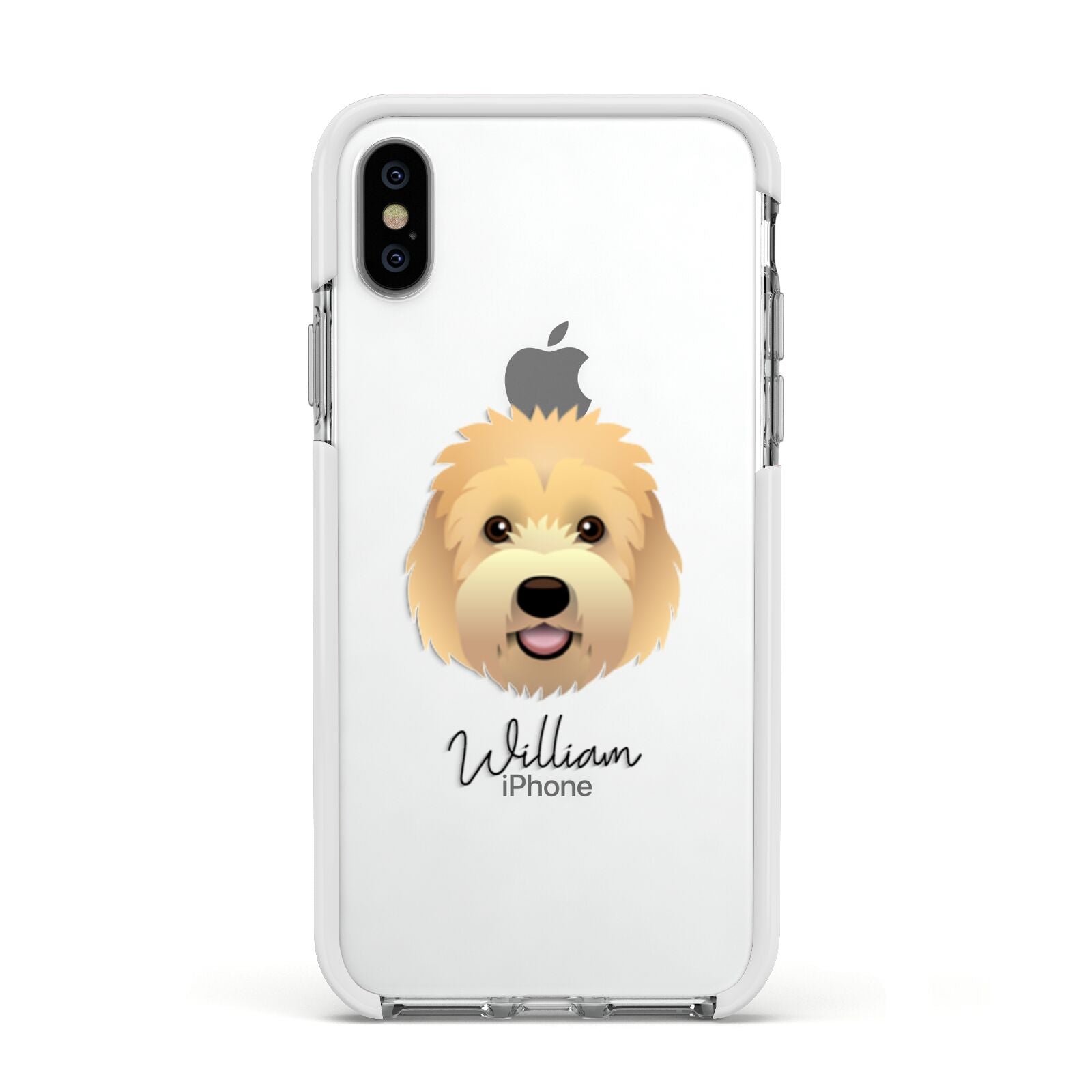 Goldendoodle Personalised Apple iPhone Xs Impact Case White Edge on Silver Phone