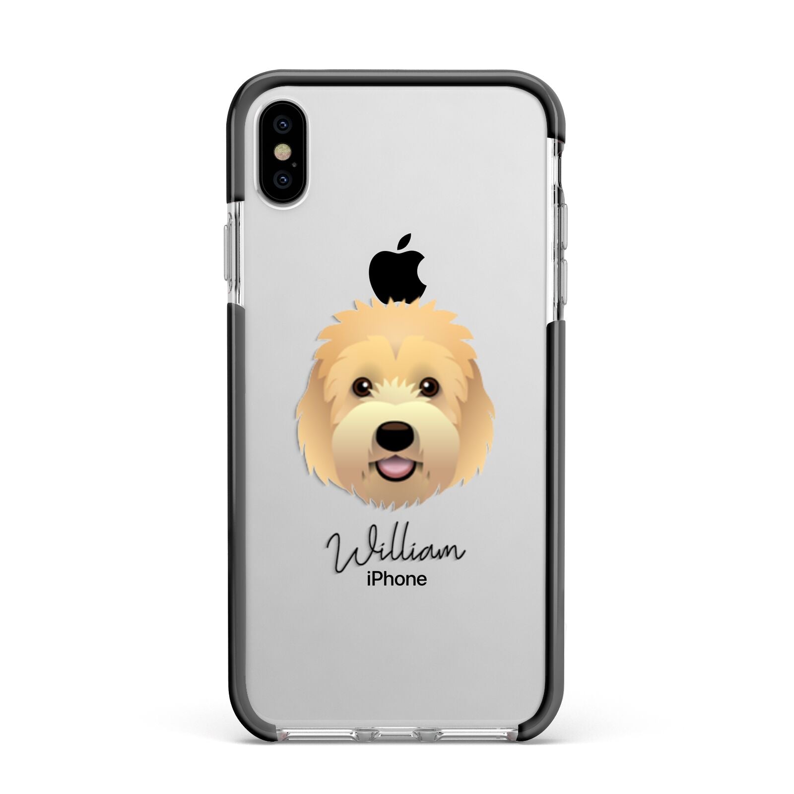 Goldendoodle Personalised Apple iPhone Xs Max Impact Case Black Edge on Silver Phone