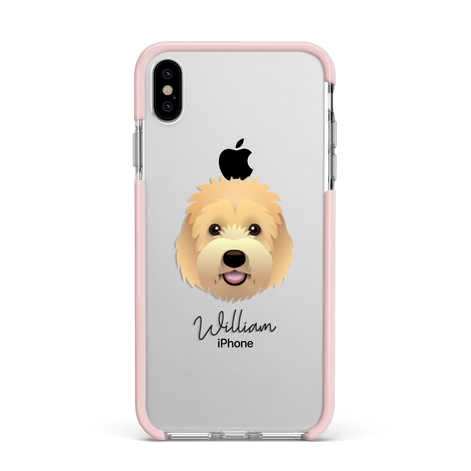 Goldendoodle Personalised Apple iPhone Xs Max Impact Case Pink Edge on Silver Phone