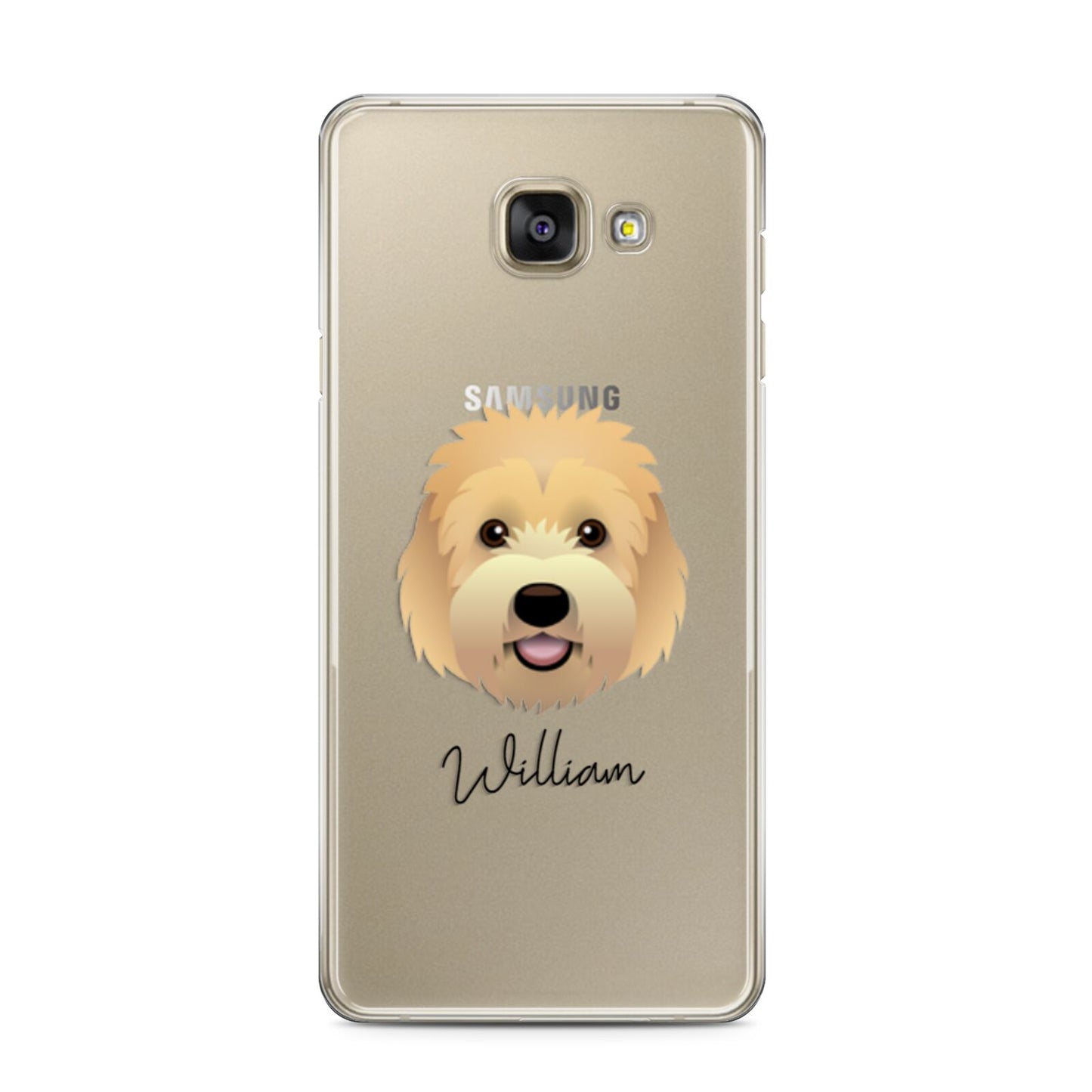 Goldendoodle Personalised Samsung Galaxy A3 2016 Case on gold phone