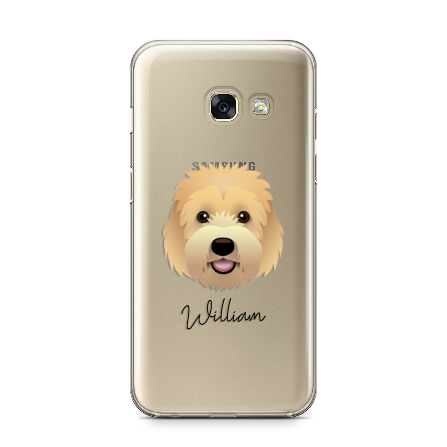 Goldendoodle Personalised Samsung Galaxy A3 2017 Case on gold phone
