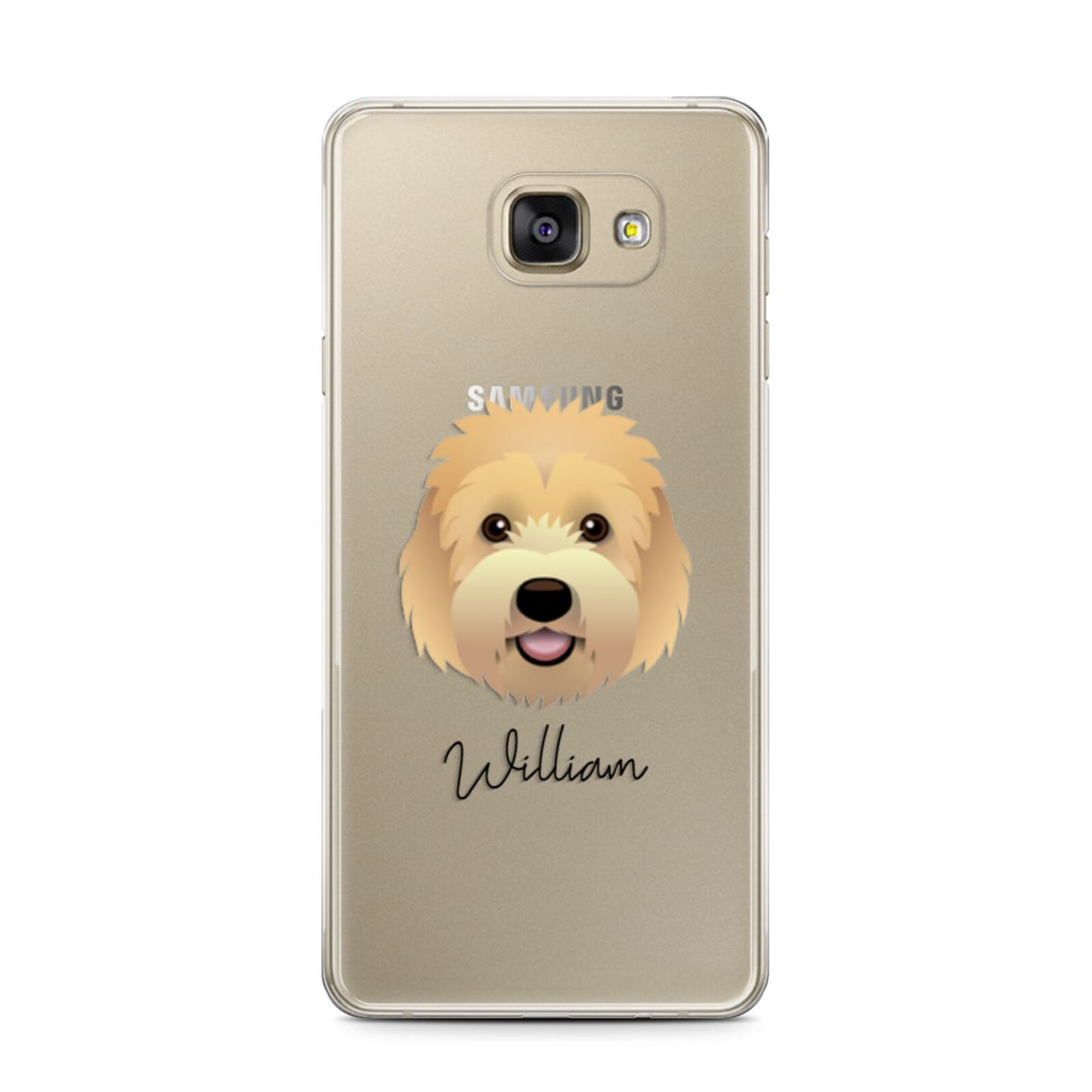 Goldendoodle Personalised Samsung Galaxy A7 2016 Case on gold phone