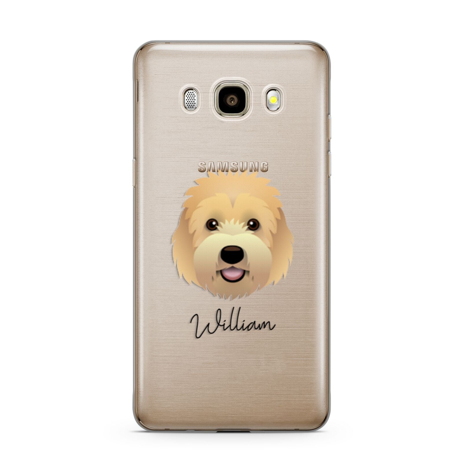Goldendoodle Personalised Samsung Galaxy J7 2016 Case on gold phone