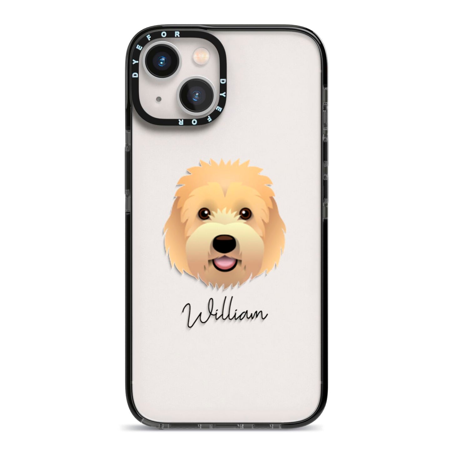 Goldendoodle Personalised iPhone 13 Black Impact Case on Silver phone