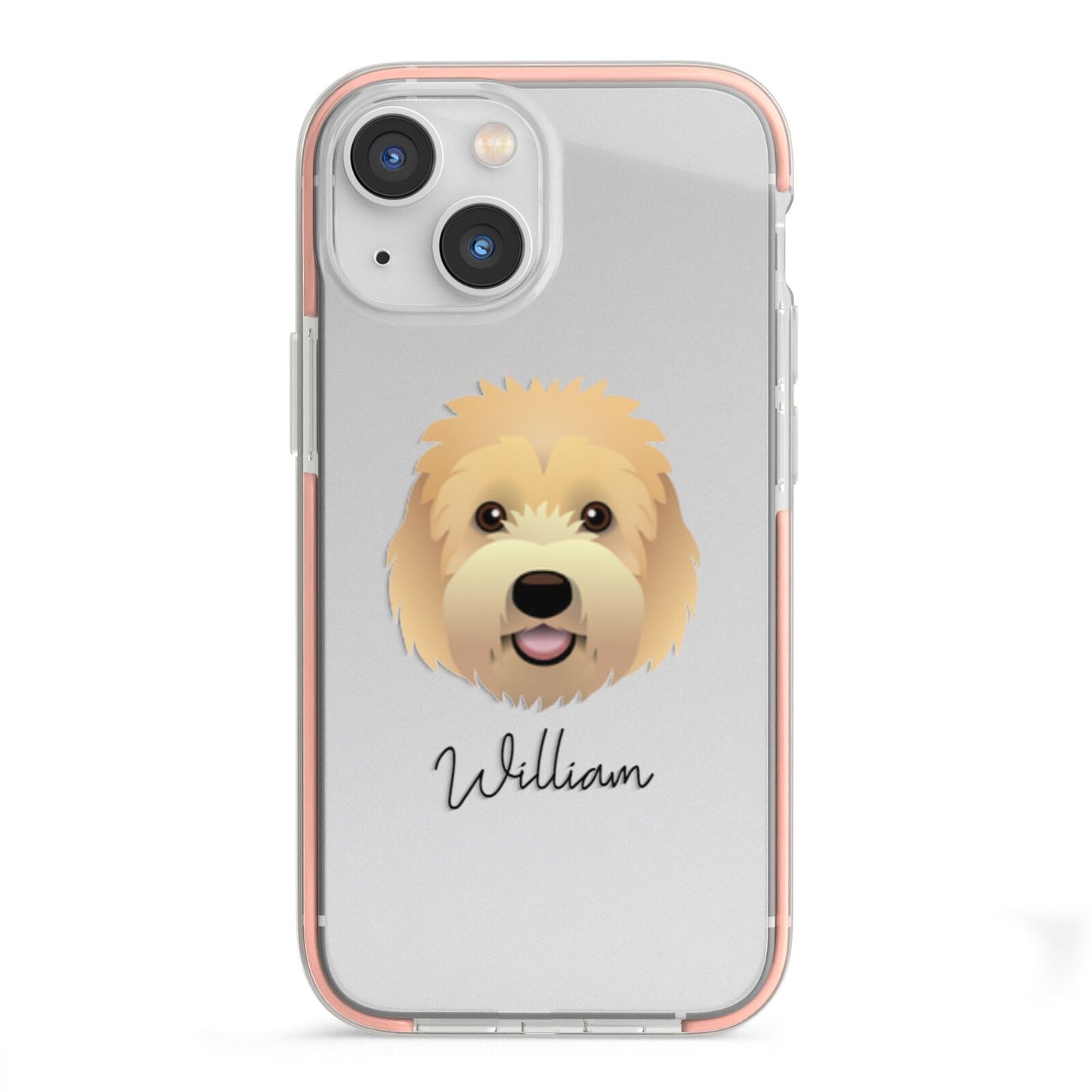 Goldendoodle Personalised iPhone 13 Mini TPU Impact Case with Pink Edges
