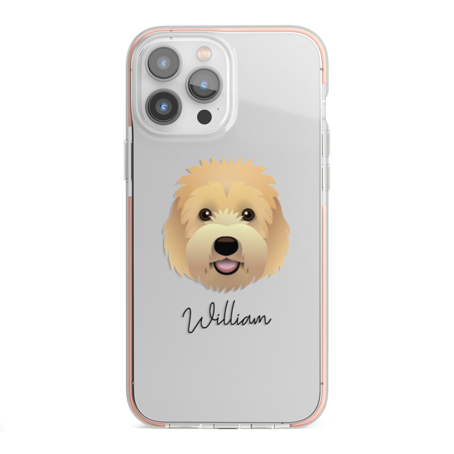 Goldendoodle Personalised iPhone 13 Pro Max TPU Impact Case with Pink Edges