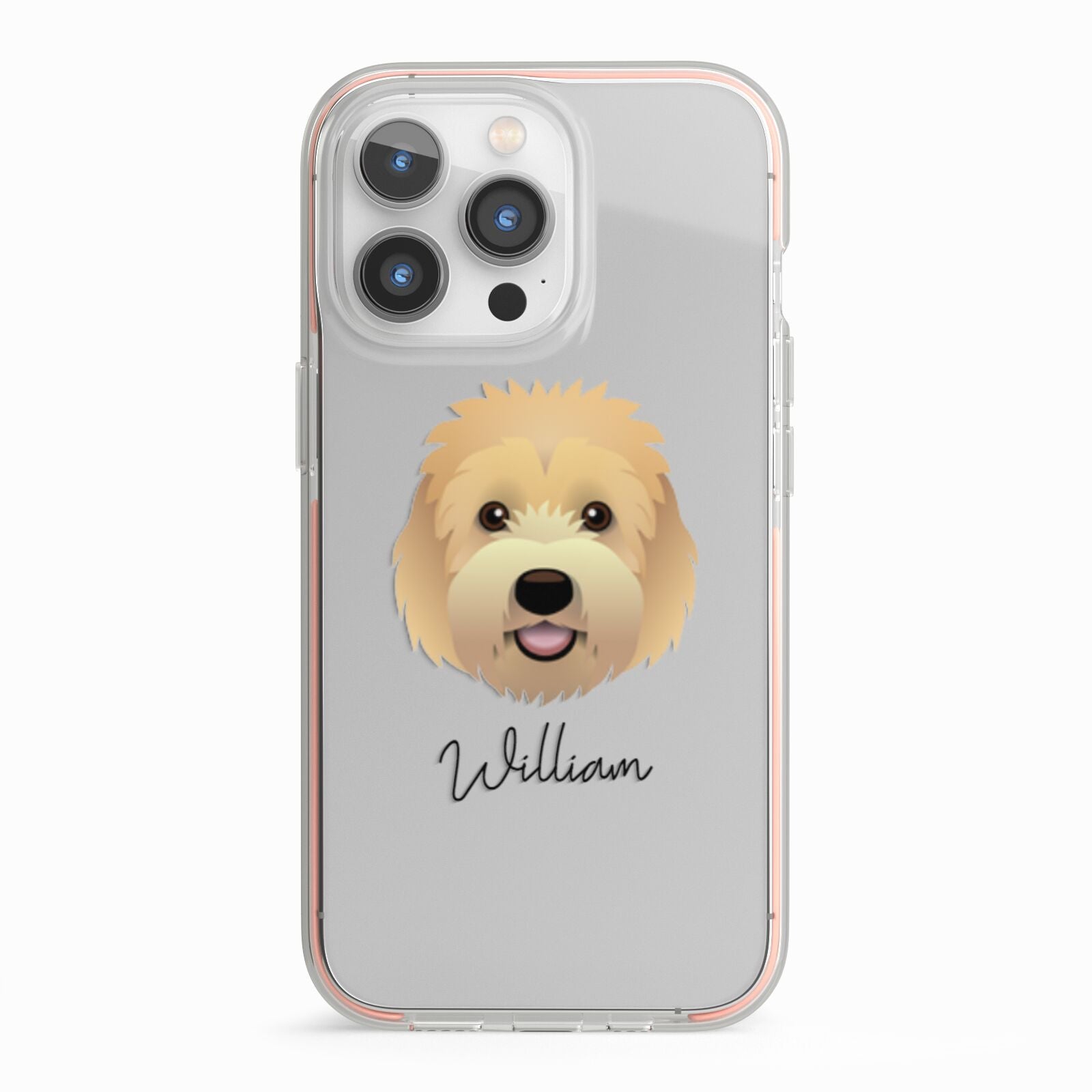 Goldendoodle Personalised iPhone 13 Pro TPU Impact Case with Pink Edges