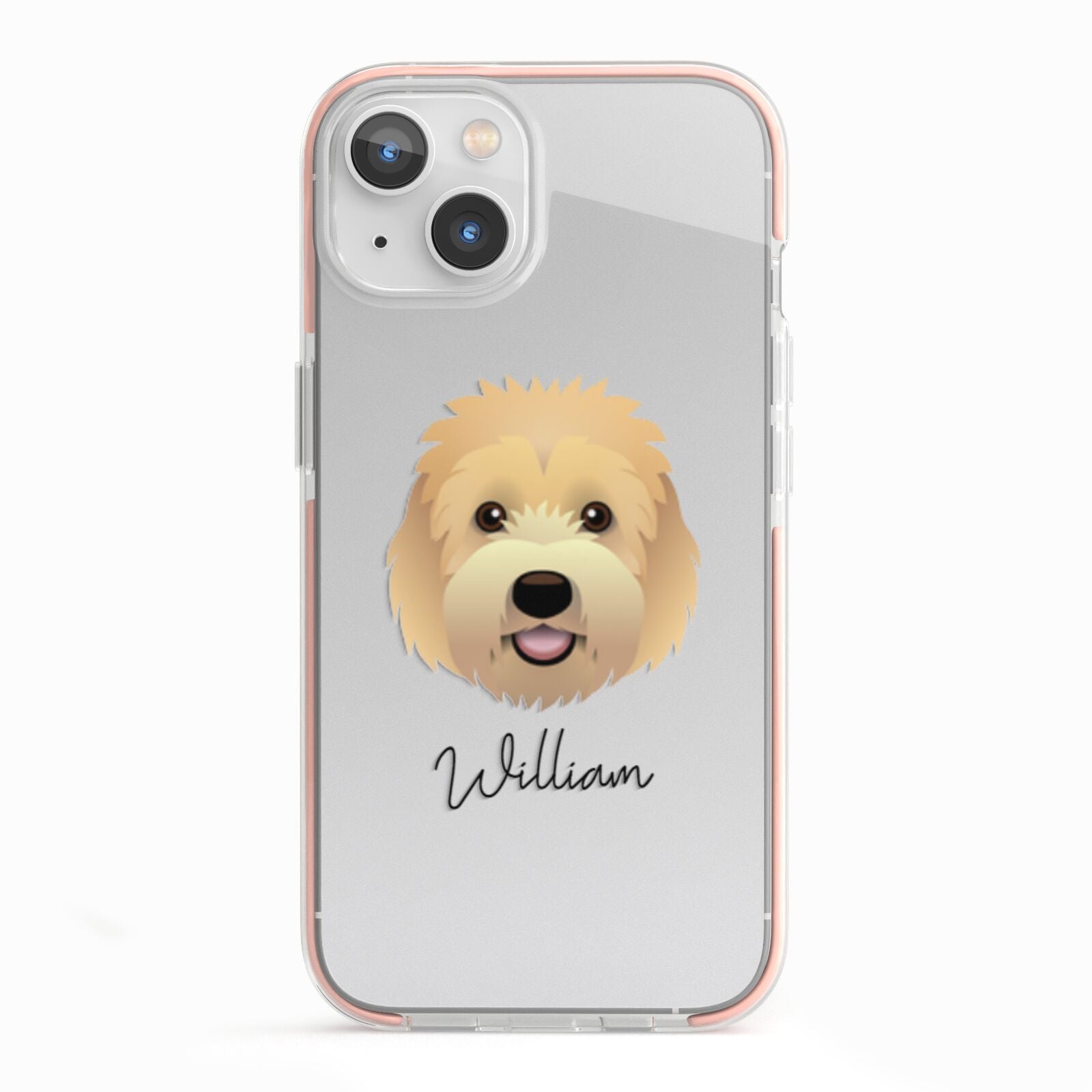Goldendoodle Personalised iPhone 13 TPU Impact Case with Pink Edges