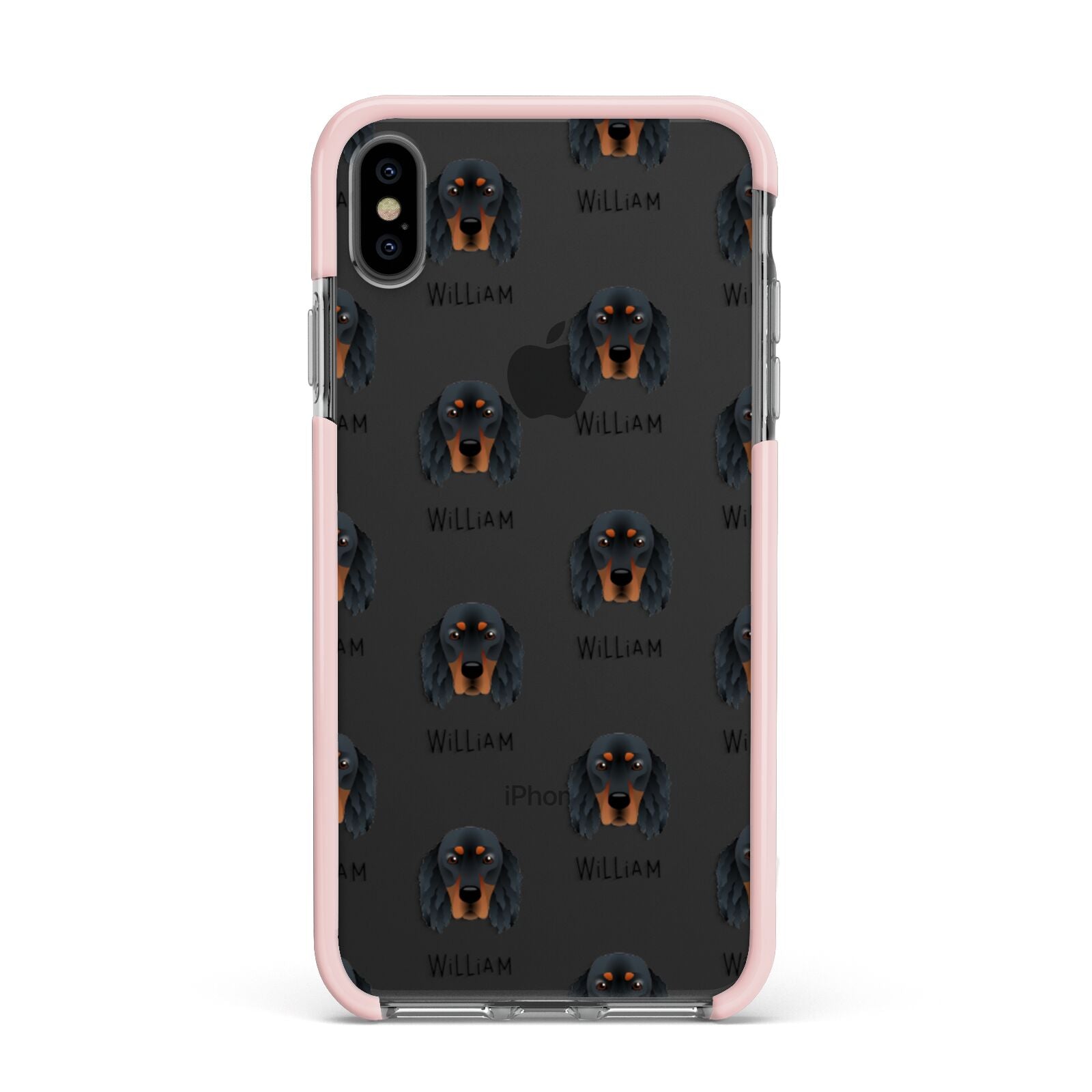 Gordon Setter Icon with Name Apple iPhone Xs Max Impact Case Pink Edge on Black Phone