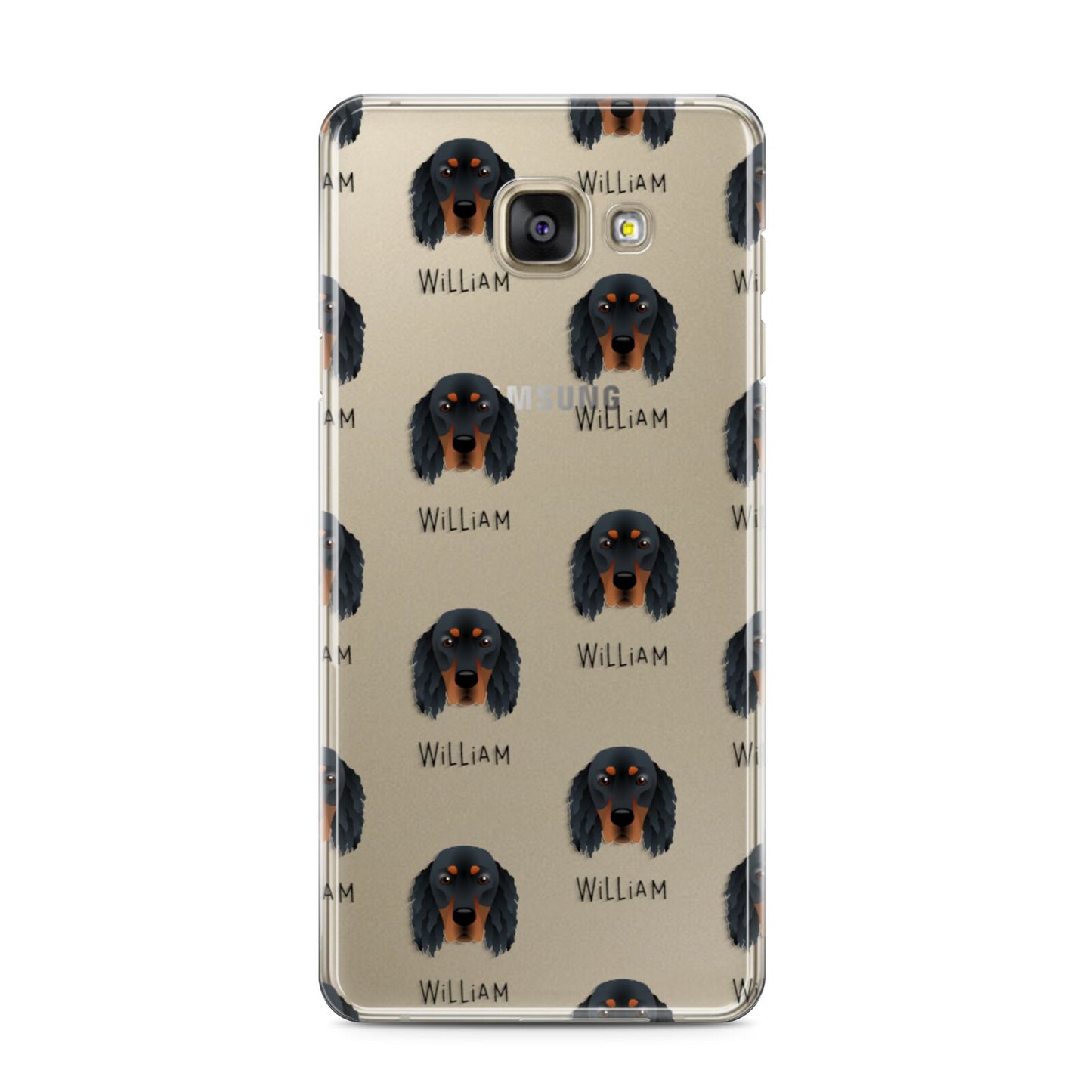 Gordon Setter Icon with Name Samsung Galaxy A3 2016 Case on gold phone